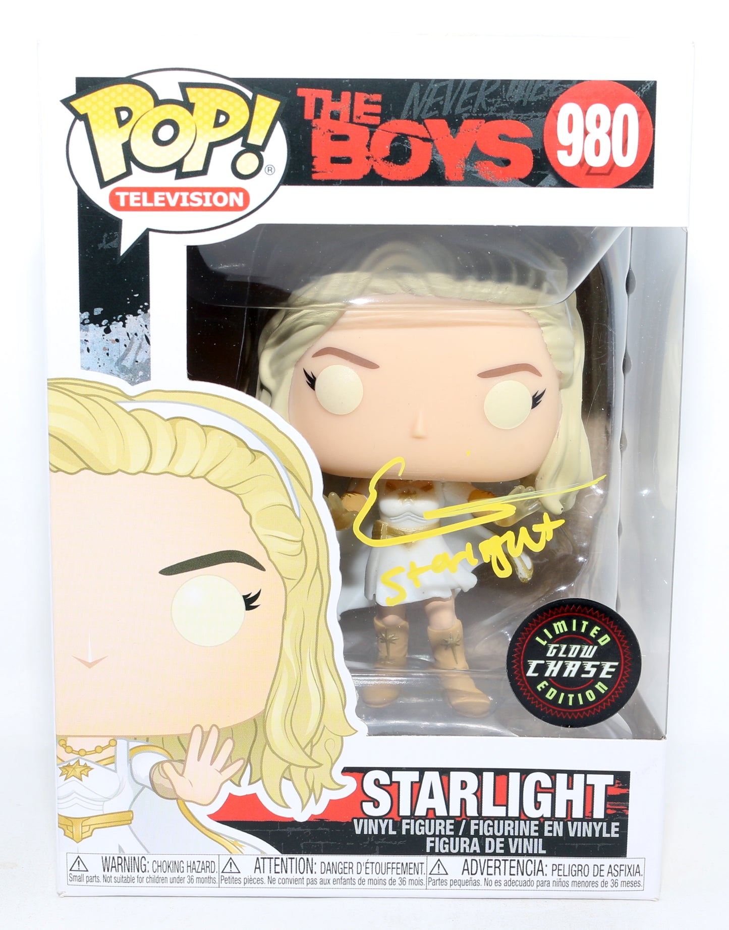 
                  
                    Erin Moriarty as Starlight in The Boys GITD Chase Limited Edition Signed Funko POP! #980 with Character Name
                  
                