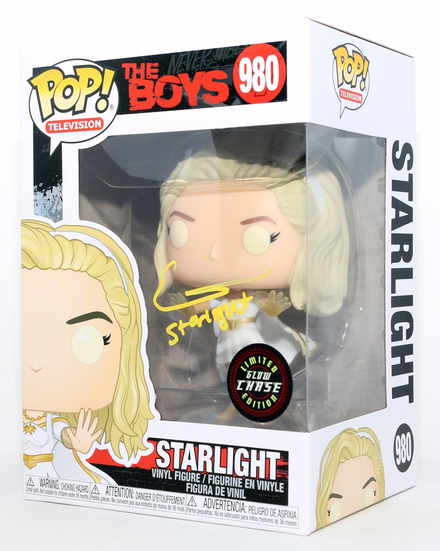 
                  
                    Erin Moriarty as Starlight in The Boys GITD Chase Limited Edition Signed Funko POP! #980 with Character Name
                  
                