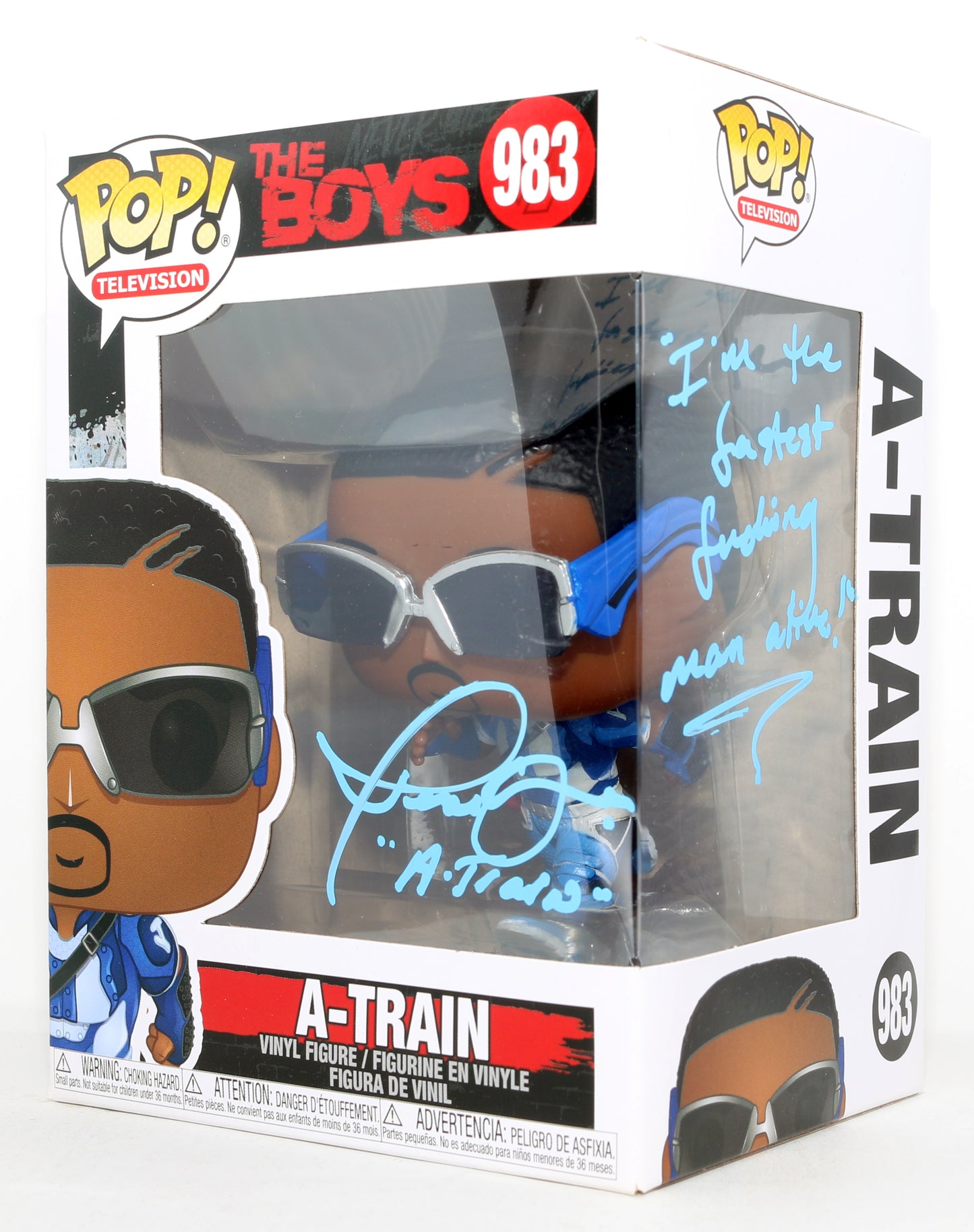 
                  
                    Jesse T. Usher as A-Train in The Boys Signed Funko POP! #983 with Character Name & Quote
                  
                