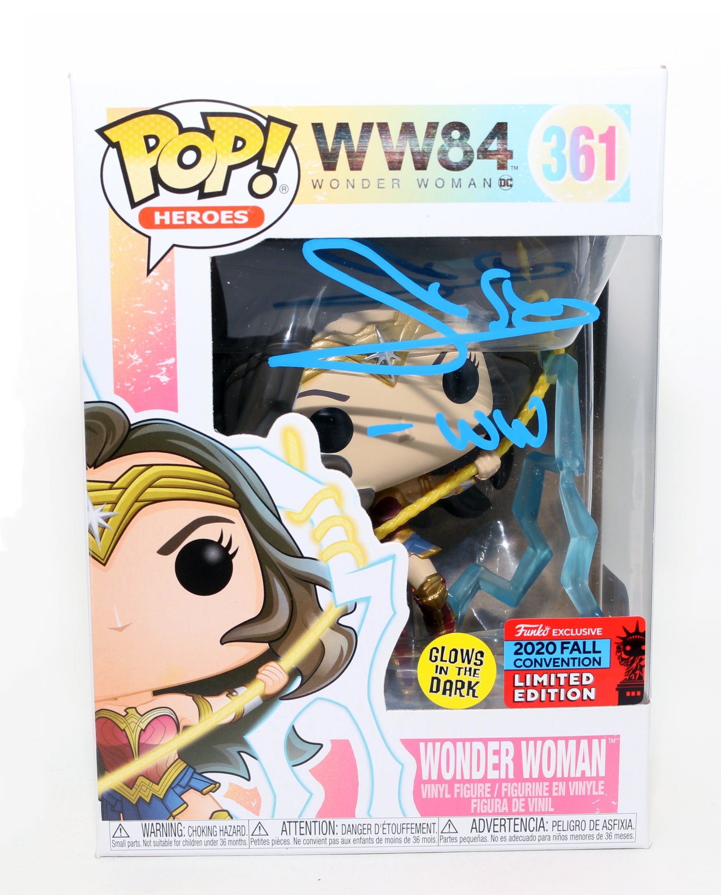 
                  
                    Gal Gadot as Wonder Woman in Wonder Woman 1984 GITD 2020 Fall Convention Limited Edition (SWAU) Signed Funko POP! #361 with Character Initials
                  
                