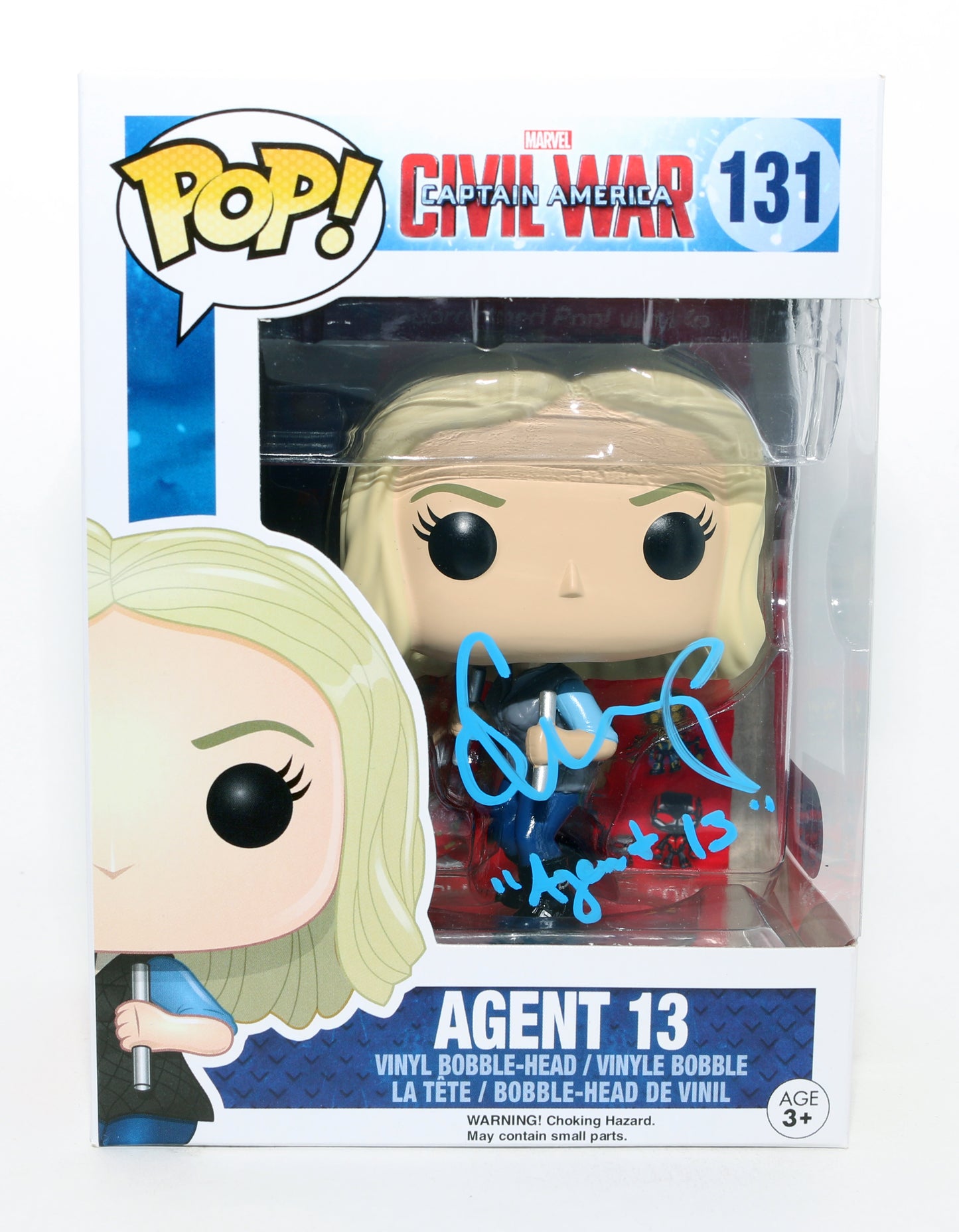
                  
                    Emily VanCamp as Agent 13 / Sharon Carter in Captain America: Civil War (SWAU) Signed Funko POP! #131 with Character Name
                  
                