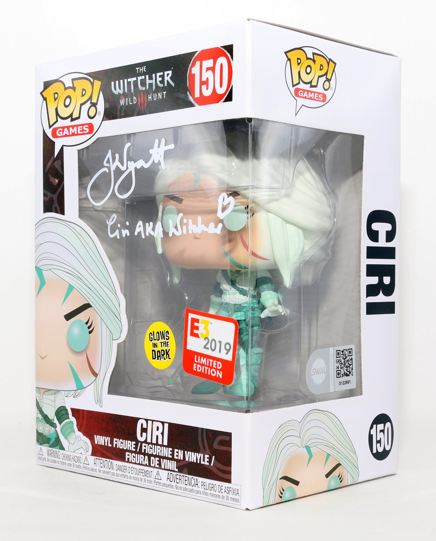 
                  
                    Jo Wyatt as Ciri in The Witcher 3: Wild Hunt GITD E3 2019 Limited Edition (SWAU) Signed Funko POP! #150 with Character Names
                  
                