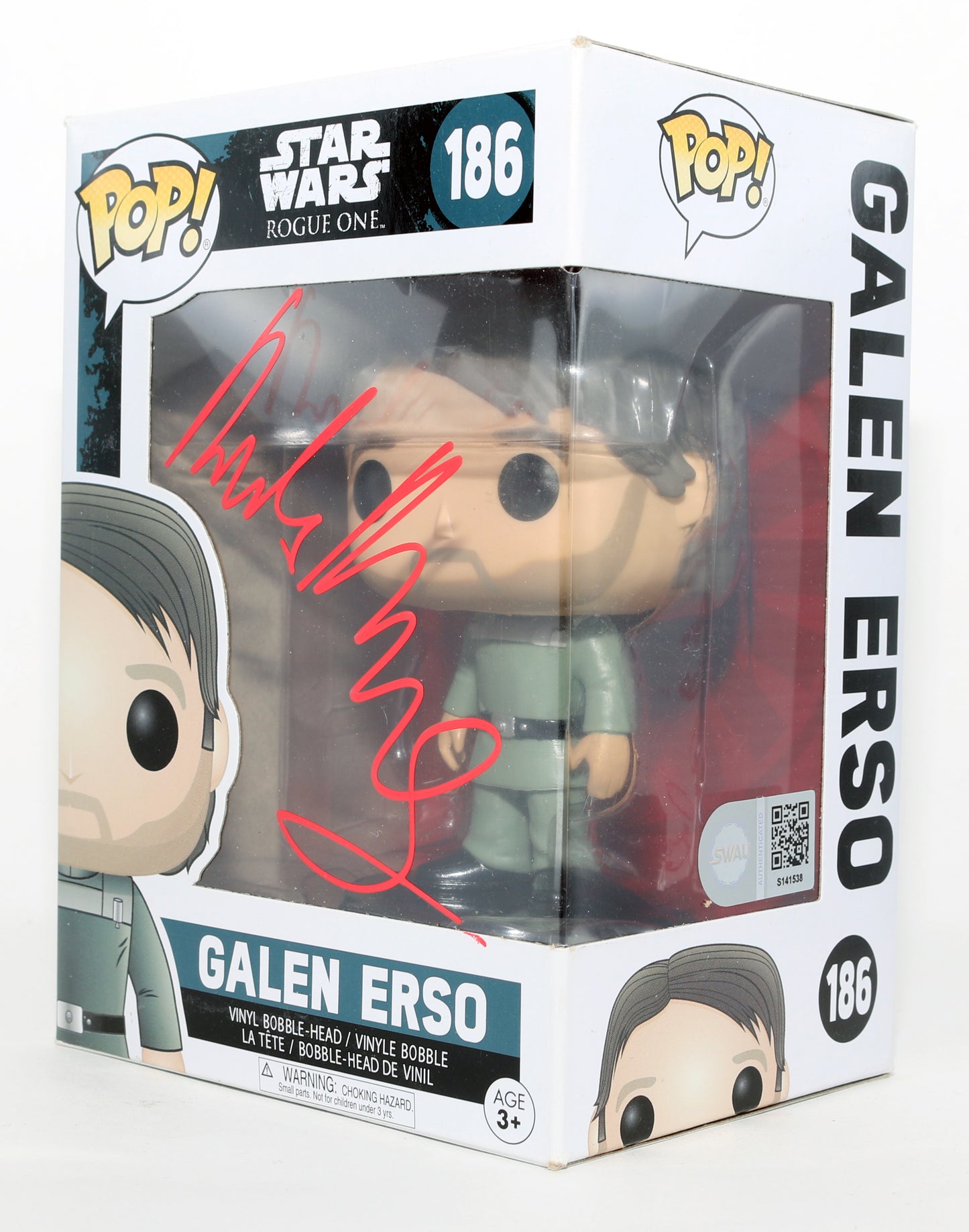
                  
                    Mads Mikkelsen as Galen Erso in Rogue One: A Star Wars Story (SWAU) Signed Funko POP! #186
                  
                