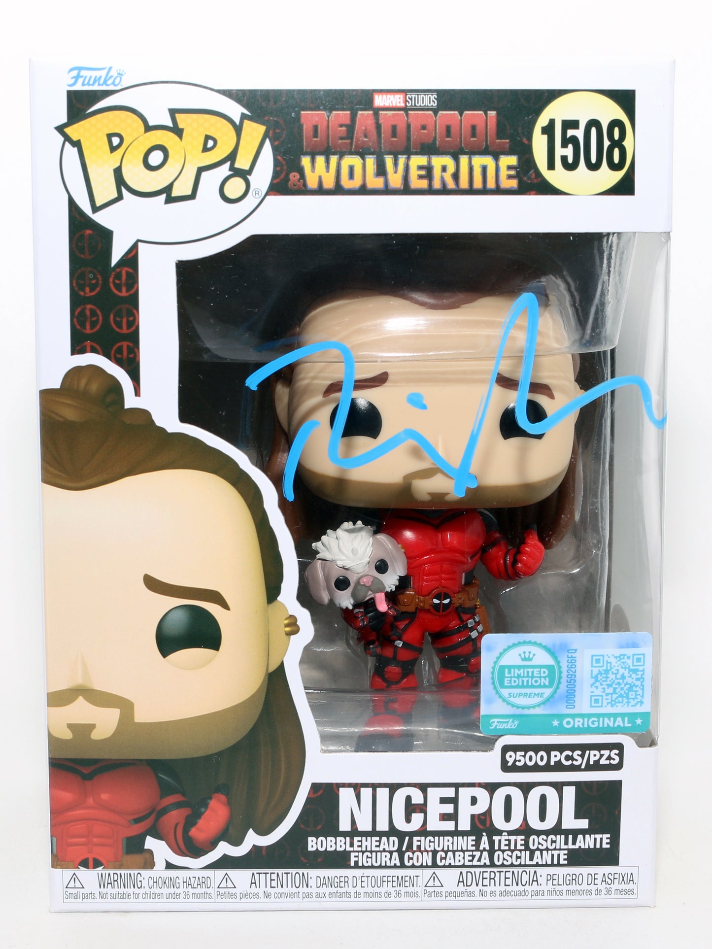 
                  
                    Ryan Reynolds as Nicepool in Deadpool & Wolverine Limited Edition Supreme (JSA) Signed Funko POP! #1508
                  
                