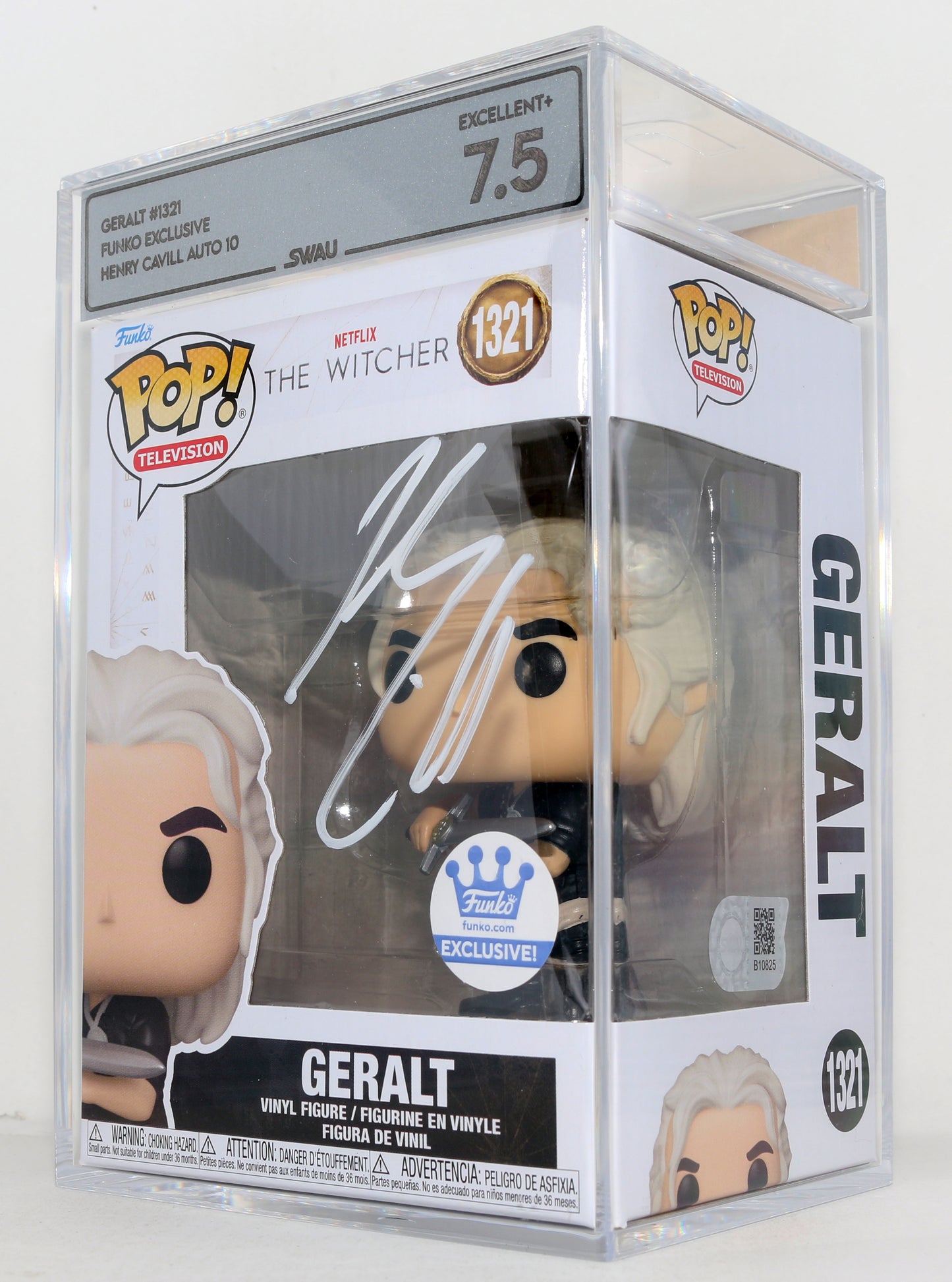 
                  
                    Henry Cavill as Geralt of Rivia in The Witcher Funko Store Exclusive (SWAU Encapsulated Grade 7.5 / Auto 10) Signed Funko POP! #1321
                  
                