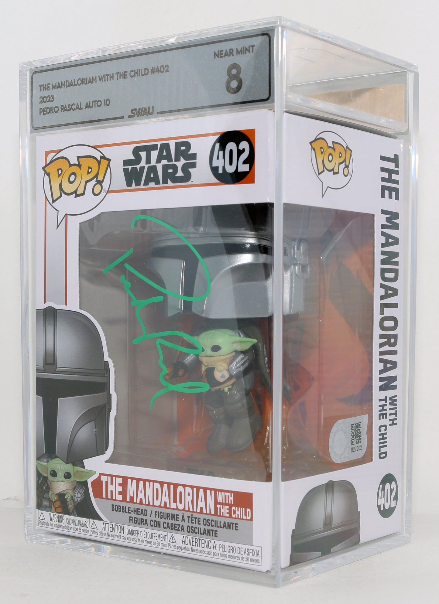 
                  
                    Pedro Pascal as The Mandalorian in Star Wars: The Mandalorian (SWAU Encapsulated Grade 8 / Auto 10) Signed Funko POP! #402
                  
                