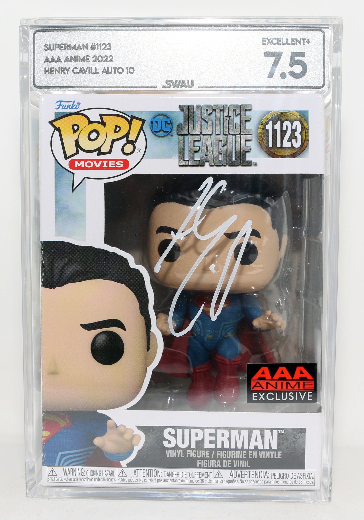 
                  
                    Henry Cavill as Superman in Justice League AAA Anime Exclusive (SWAU Encapsulated Grade 7.5 / Auto 10) Signed Funko POP! #1123
                  
                