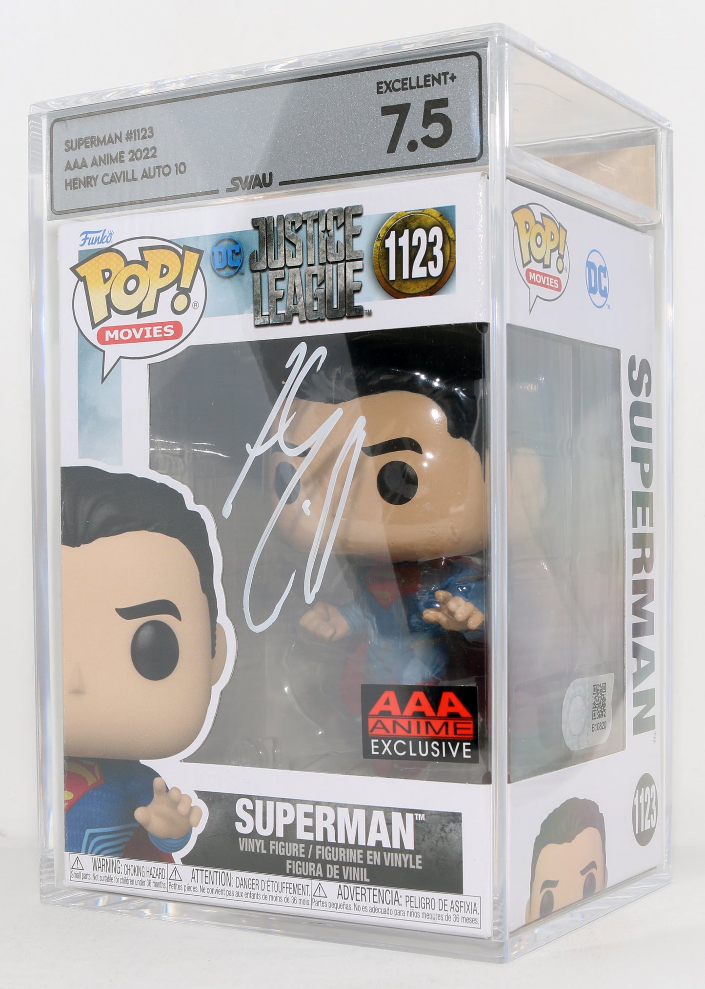 
                  
                    Henry Cavill as Superman in Justice League AAA Anime Exclusive (SWAU Encapsulated Grade 7.5 / Auto 10) Signed Funko POP! #1123
                  
                