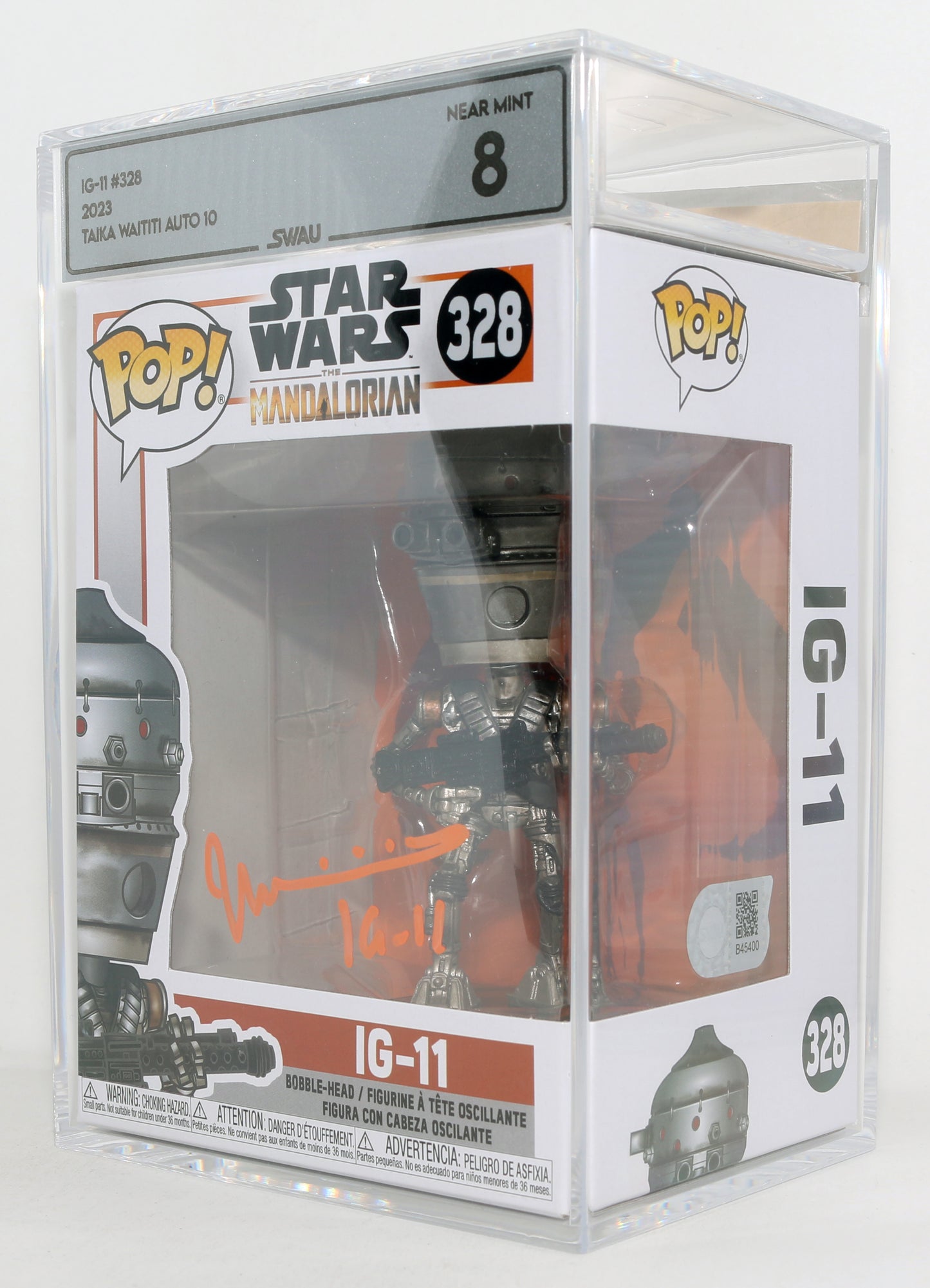 
                  
                    Taika Waititi as IG-11 in Star Wars: The Mandalorian (SWAU Encapsulated Grade 8 / Auto 10) Signed Funko POP! #328 with Character Name
                  
                