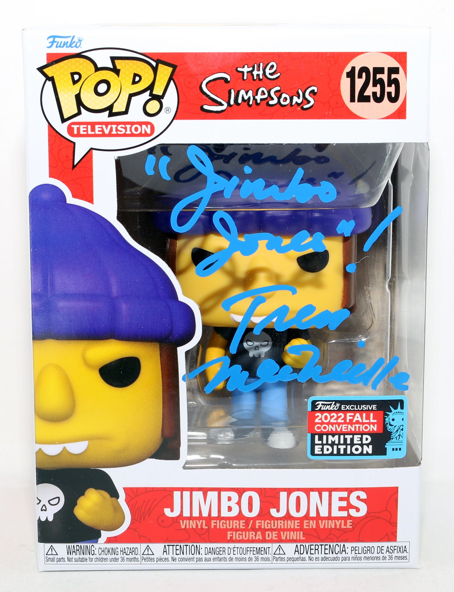 
                  
                    Tress MacNeille as Jimbo Jones in The Simpsons 2022 Fall Convention LE (Celebrity Marketing) Signed Funko POP! #1255 with Quote
                  
                