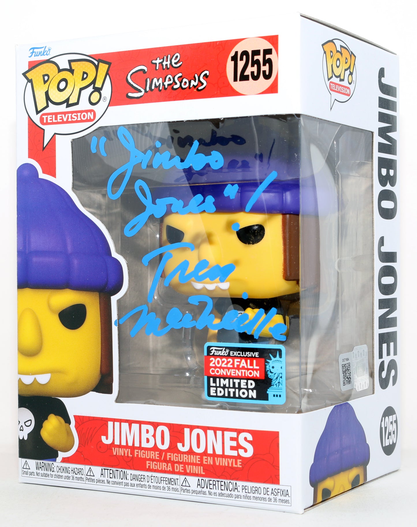 
                  
                    Tress MacNeille as Jimbo Jones in The Simpsons 2022 Fall Convention LE (Celebrity Marketing) Signed Funko POP! #1255 with Quote
                  
                