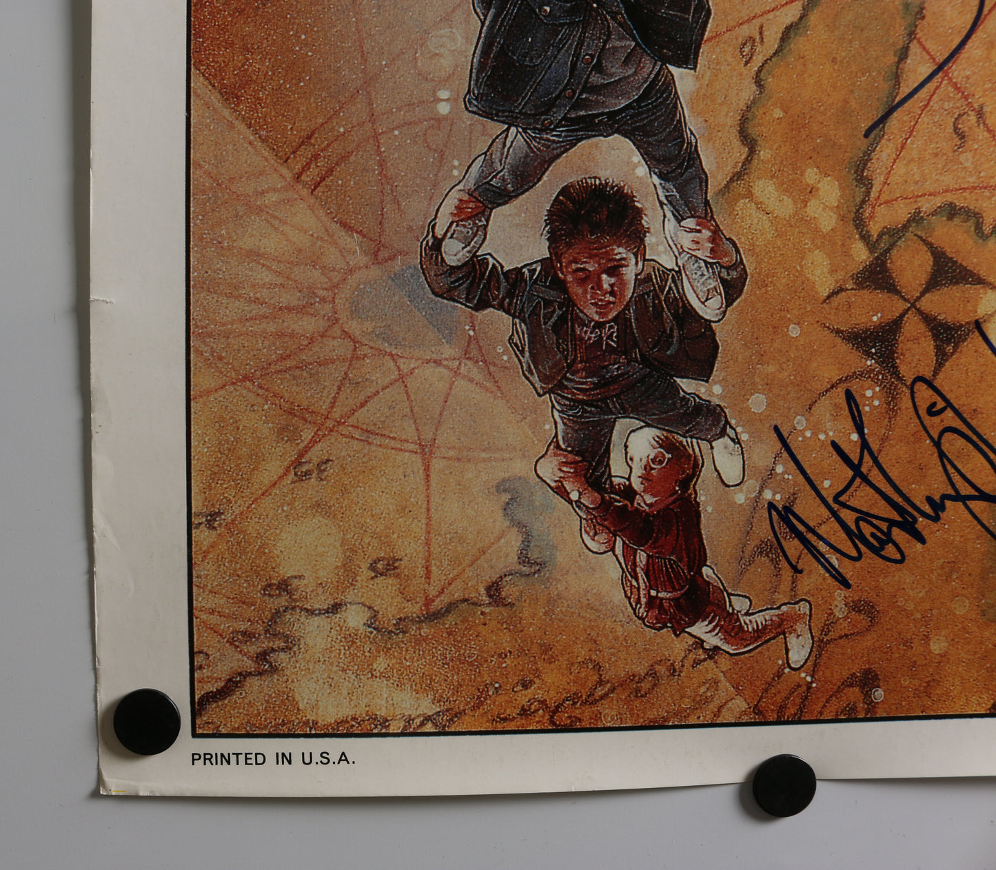 
                  
                    The Goonies 27x40 Poster Cast Signed by Sean Astin, Josh Brolin, Martha Plimpton, Kerri Green, Ted Grossman, & Director: Richard Donner
                  
                