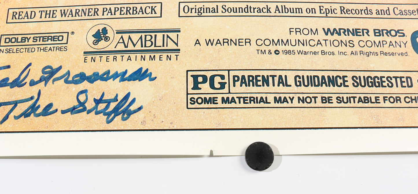 
                  
                    The Goonies 27x40 Poster Cast Signed by Sean Astin, Josh Brolin, Martha Plimpton, Kerri Green, Ted Grossman, & Director: Richard Donner
                  
                