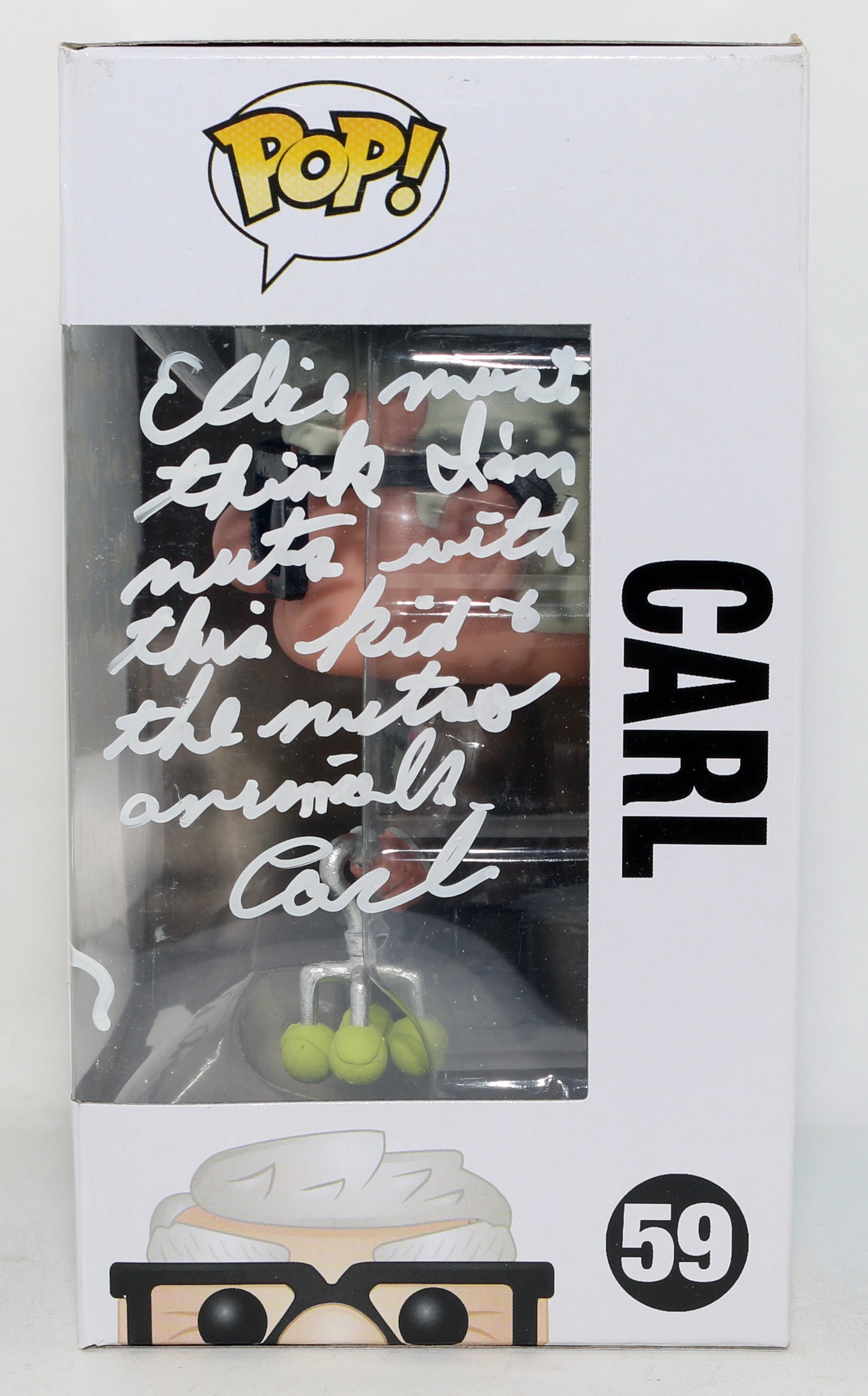 
                  
                    Ed Asner as Carl Fredricksen in Disney Pixar's Up Signed Funko POP! #59 with Character Name & Quotes
                  
                