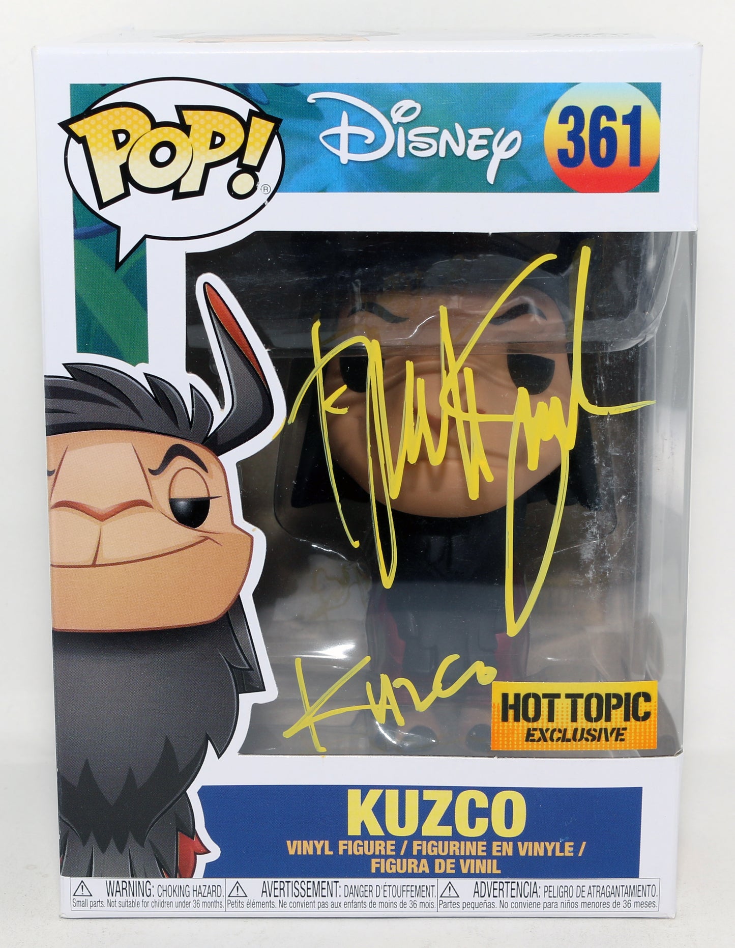 
                  
                    David Spade as Kuzco in The Emperor's New Groove Hot Topic Exclusive (Beckett Witnessed) Signed Funko POP! #357 with Character Name
                  
                