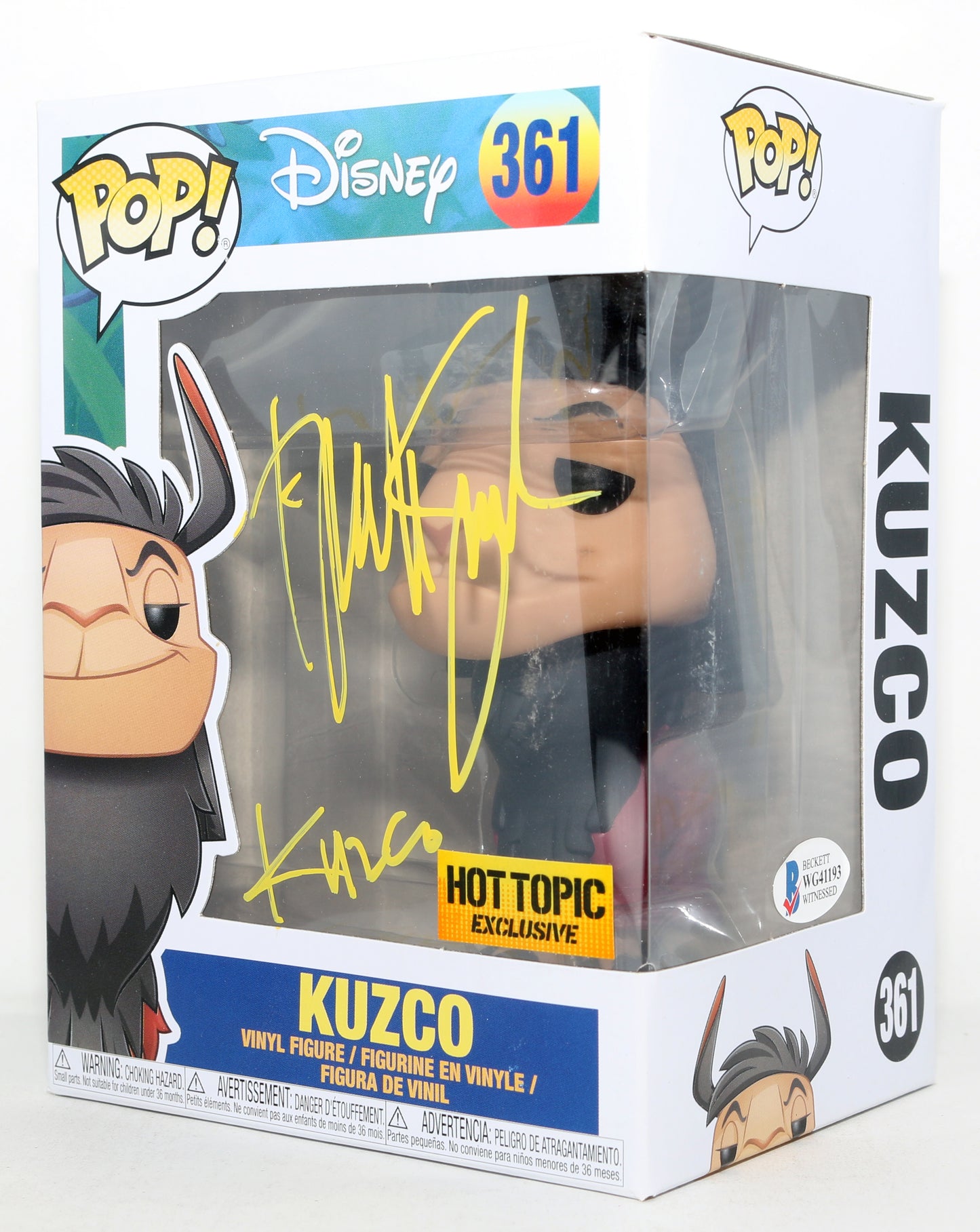 
                  
                    David Spade as Kuzco in The Emperor's New Groove Hot Topic Exclusive (Beckett Witnessed) Signed Funko POP! #357 with Character Name
                  
                