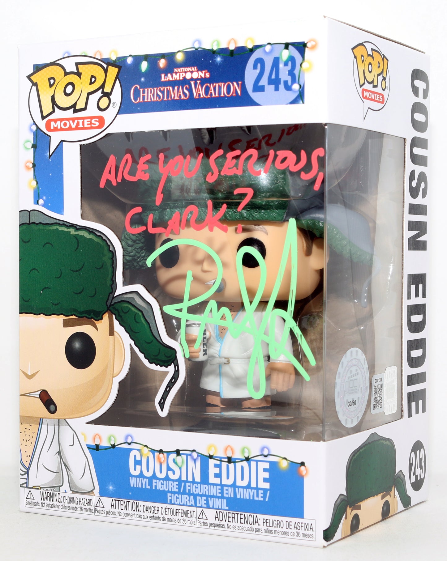 
                  
                    Randy Quaid as Cousin Eddie in National Lampoon's Christmas Vacation OC Celebrity Marketing Signature Series Exclusive 30/50 (Celebrity Marketing) Signed Funko POP! #243 with Quote
                  
                