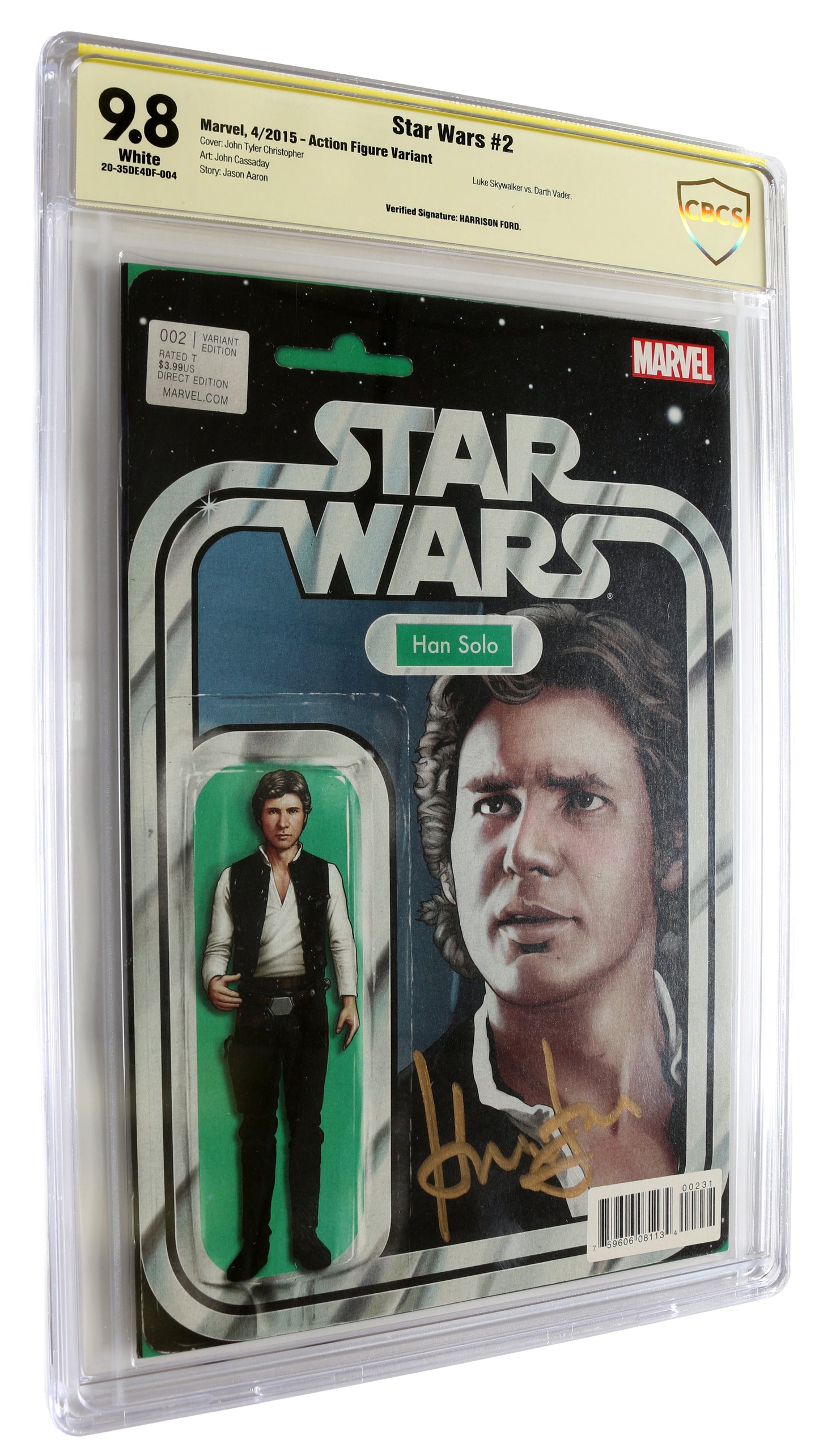 
                  
                    Star Wars #2 Action Figure Variant - Signed by Harrison Ford as Han Solo (CBCS Verified Signature 9.8) 2015
                  
                