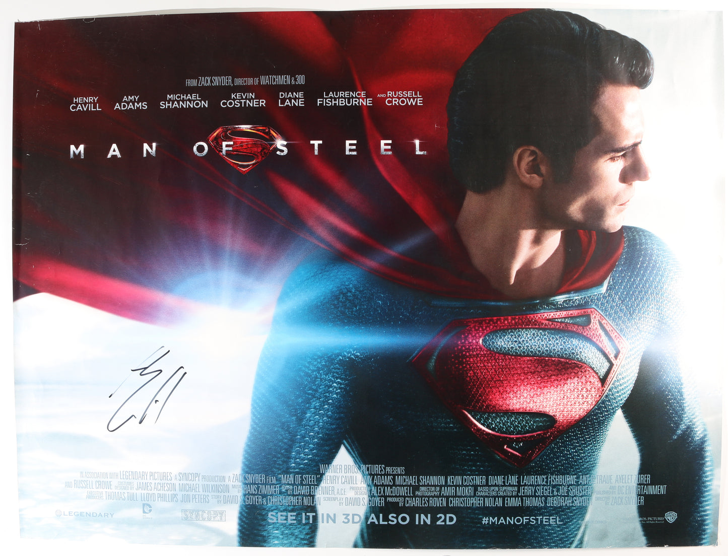 
                  
                    Henry Cavill as Clark Kent / Superman in Superman: Man of Steel Signed 30x40 Quad Poster
                  
                