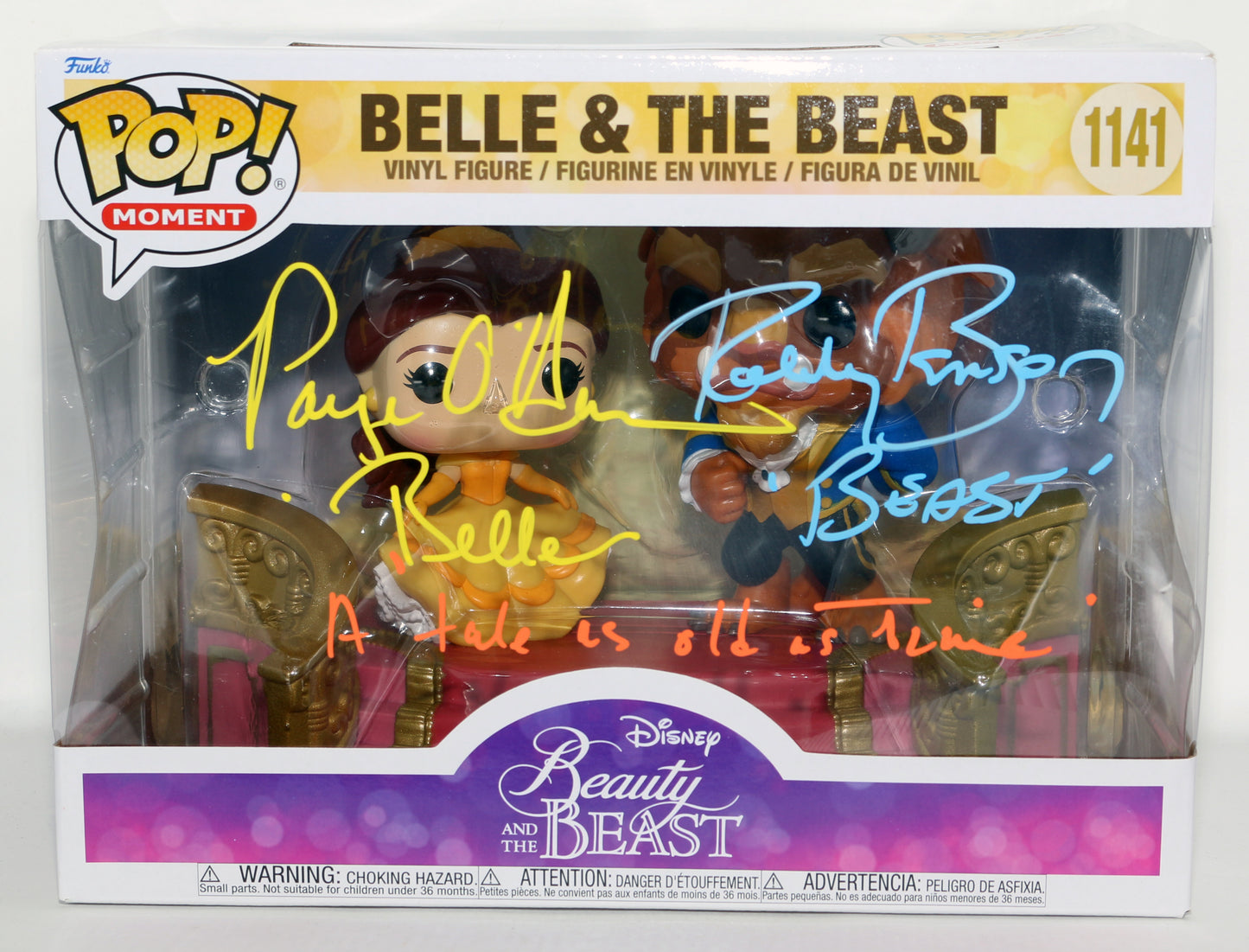 
                  
                    Paige O'Hara as Belle & Robby Benson as Beast in Beauty & the Beast (Celebrity Marketing) Signed Funko POP! #1141 with Character Names & Quote
                  
                
