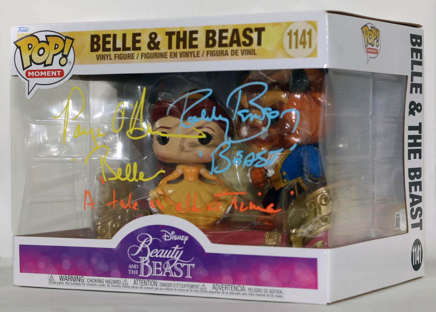 
                  
                    Paige O'Hara as Belle & Robby Benson as Beast in Beauty & the Beast (Celebrity Marketing) Signed Funko POP! #1141 with Character Names & Quote
                  
                