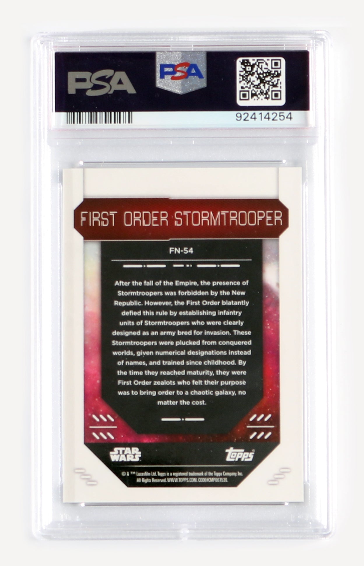 
                  
                    First Order Stormtrooper from Star Wars: The Rise of Skywalker (PSA Encapsulated Grade MT 9) Topps Finest Black Trading Card 4/10
                  
                