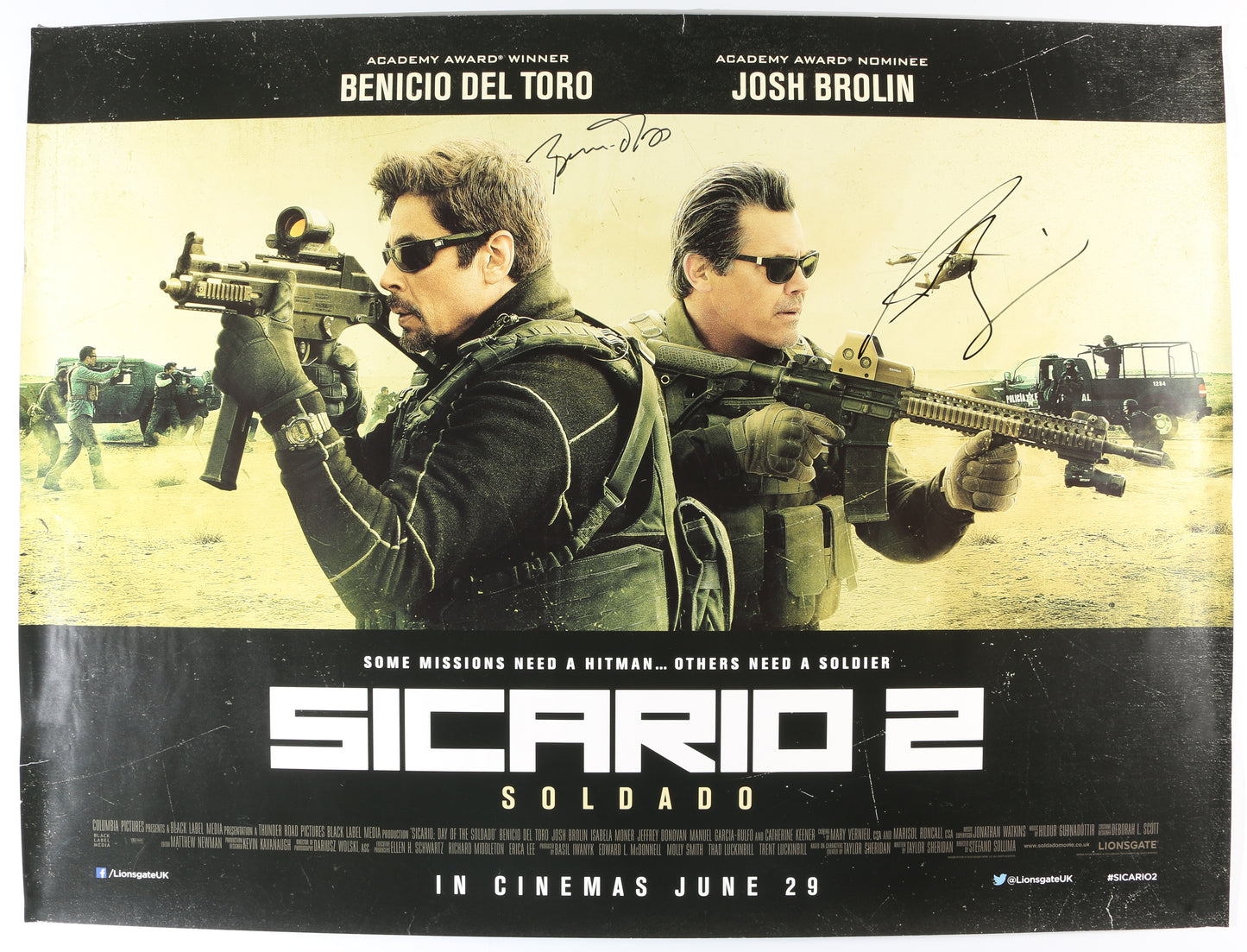 
                  
                    Benicio del Toro as Alejandro & Josh Brolin as Matt in Sicario 2 Signed 30x40 Poster
                  
                