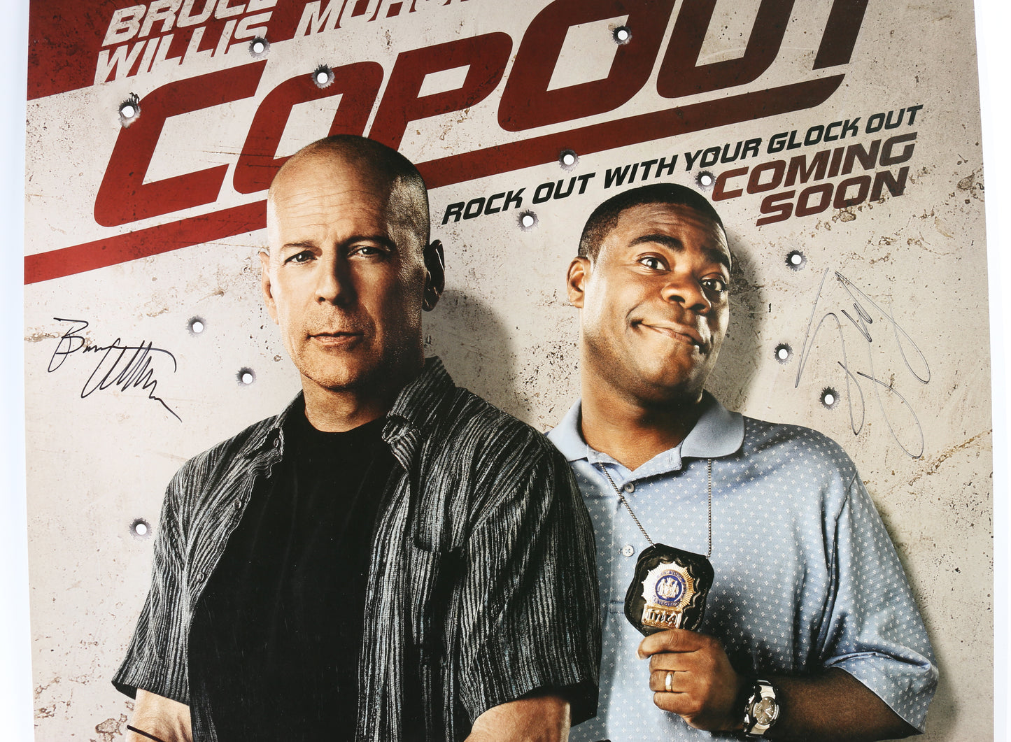 
                  
                    Cop Out 27x40 Poster Cast Signed by Bruce Willis, Tracy Morgan, Sean William Scott, & Director Kevin Smith
                  
                