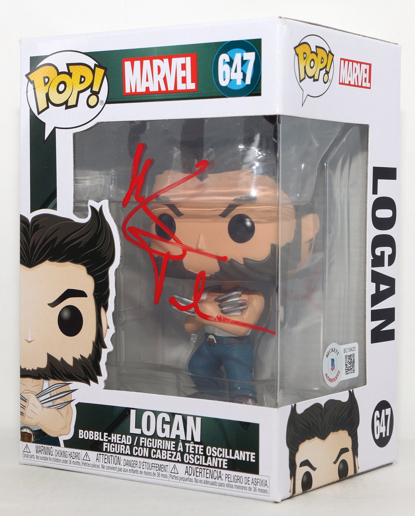 
                  
                    Hugh Jackman as Logan / Wolverine in X-Men (Beckett) Signed Funko POP! #647
                  
                