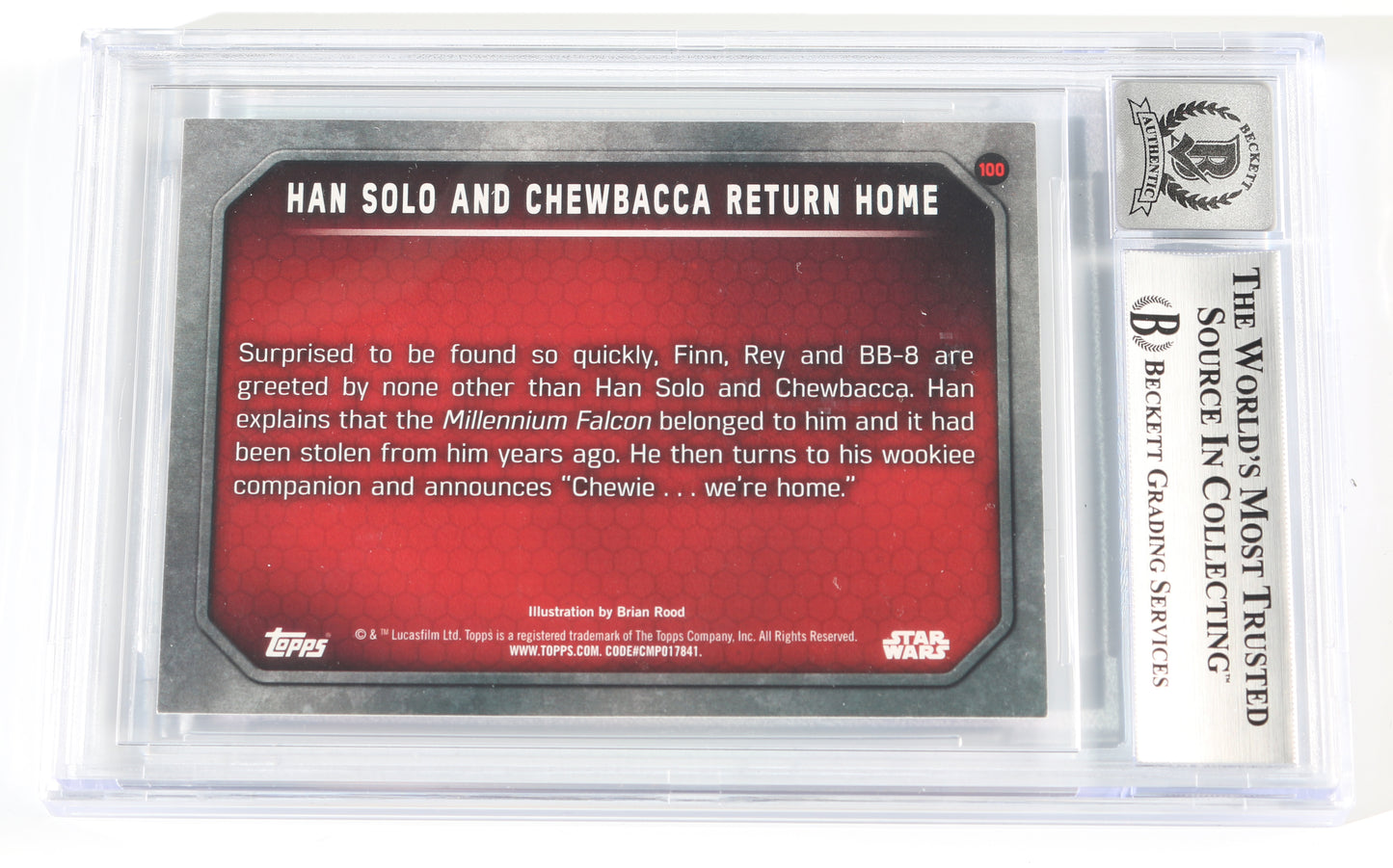 
                  
                    J.J. Abrams Director of Star Wars: The Force Awakens (Beckett Encapsulated) Signed 2016 Topps "Han Solo & Chewbacca Return Home" Trading Card
                  
                