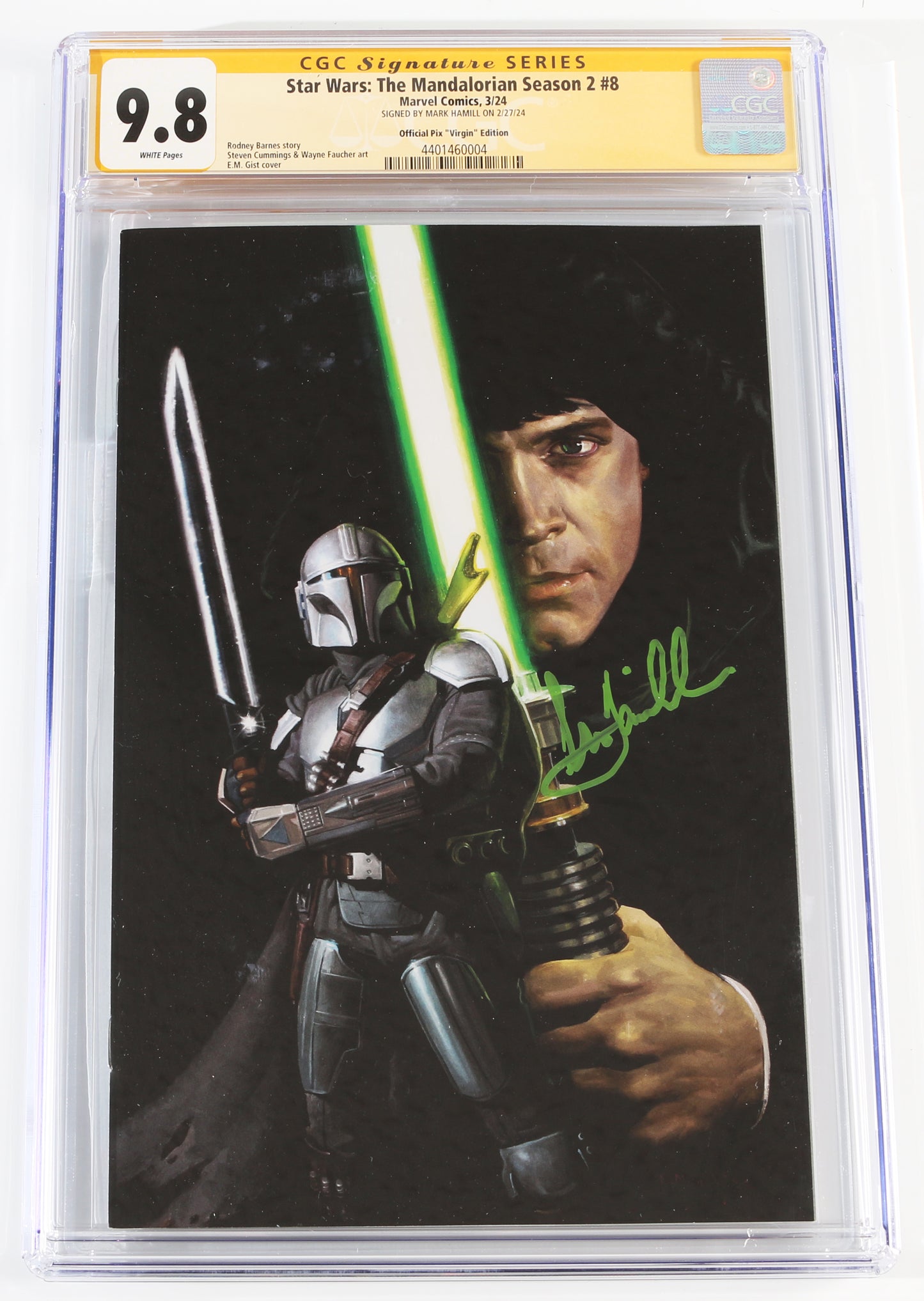 
                  
                    Star Wars: The Mandalorian Season 2 #8 Official Pix Virgin Edition - Signed by Mark Hamill as Luke Skywalker (CGC Signature Series 9.8) 2024
                  
                
