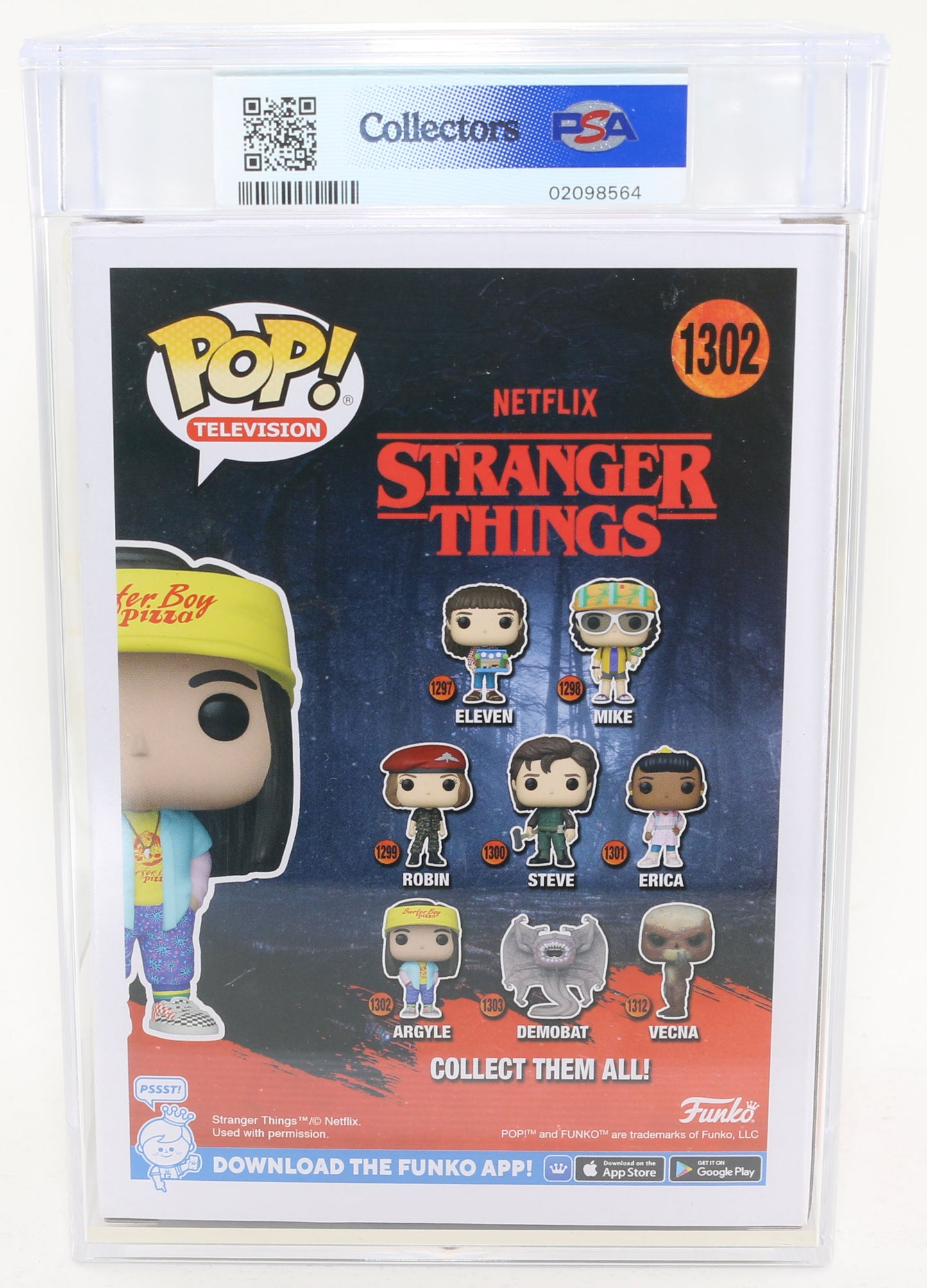 
                  
                    Eduardo Franco as Argyle in Stranger Things Signed Funko POP! #1302 with Character Name and Quote PSA Graded 9.0
                  
                