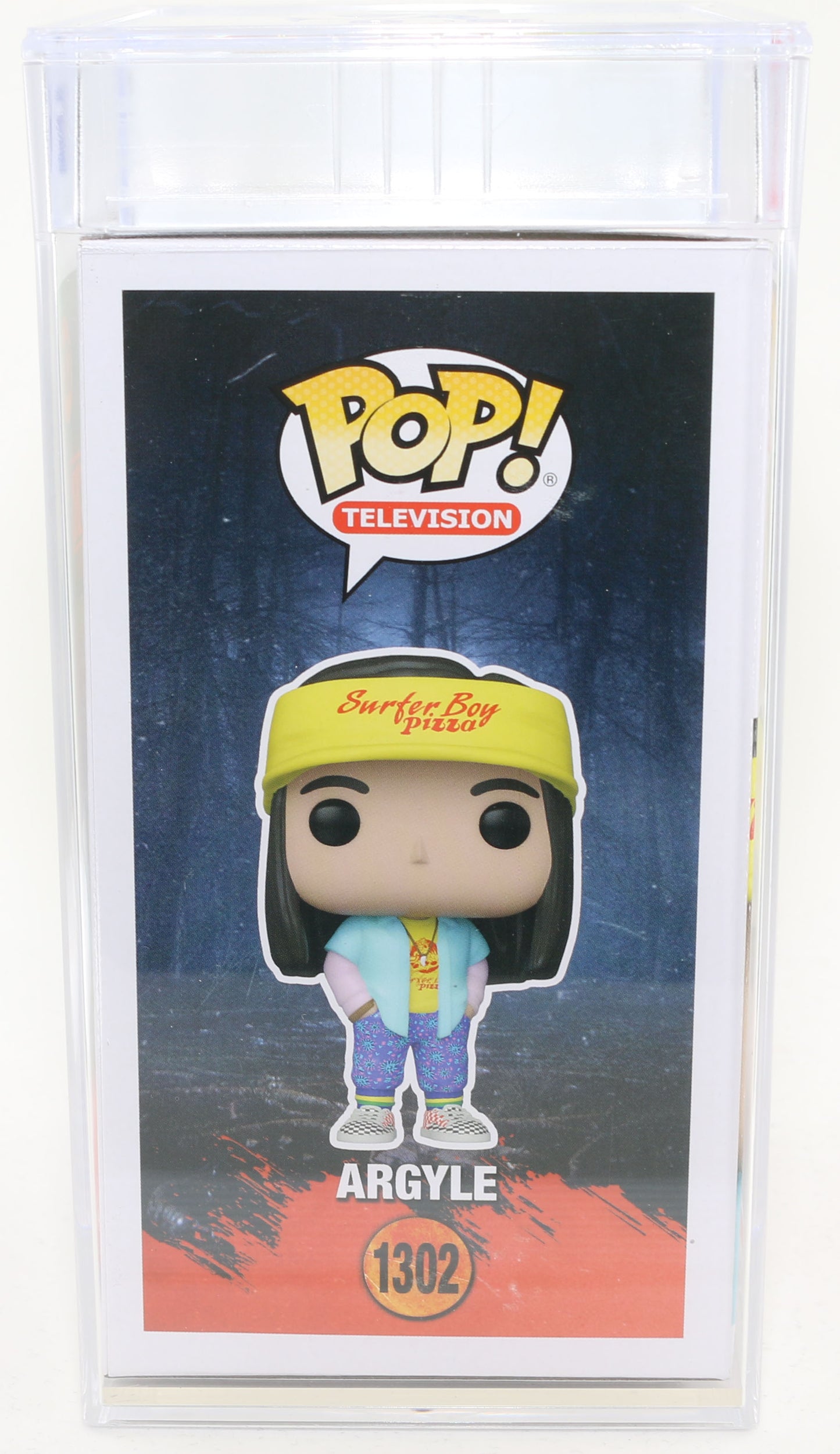
                  
                    Eduardo Franco as Argyle in Stranger Things Signed Funko POP! #1302 with Character Name and Quote PSA Graded 9.0
                  
                