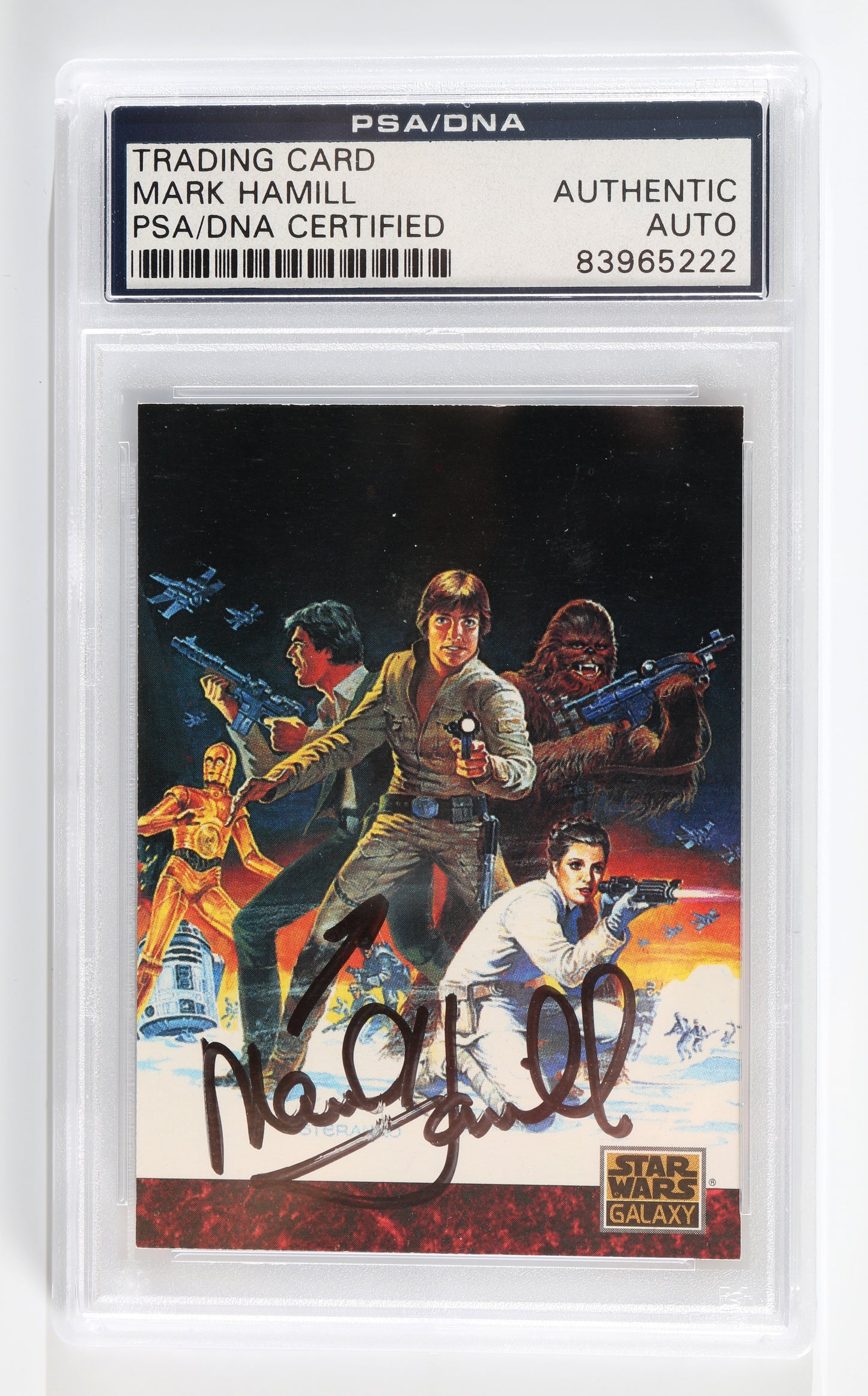 
                  
                    Mark Hamill as Luke Skywalker in Star Wars:  The Empire Strikes Back (PSA Encapsulated) Topps Trading Card
                  
                