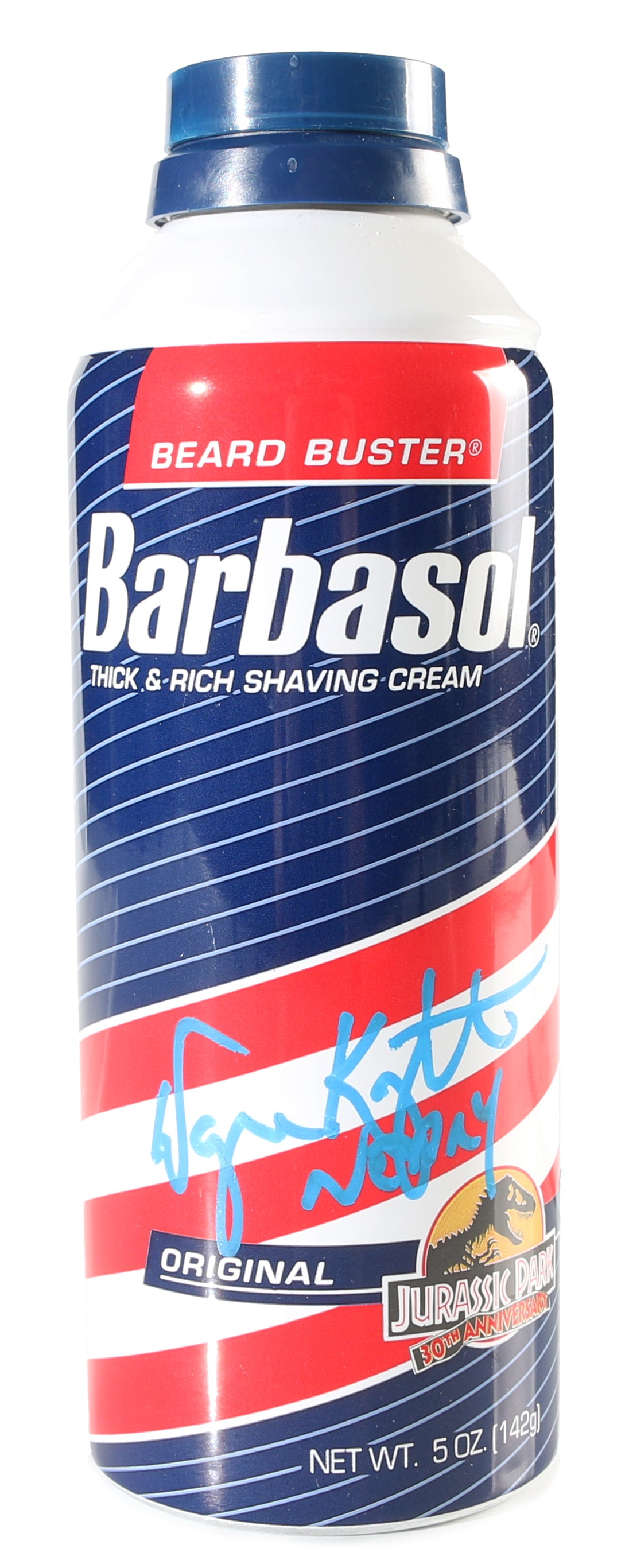 
                  
                    Wayne Knight as Dennis Nedry in Jurassic Park (JSA) Signed Barbasol Shaving Cream Can with Character Name
                  
                