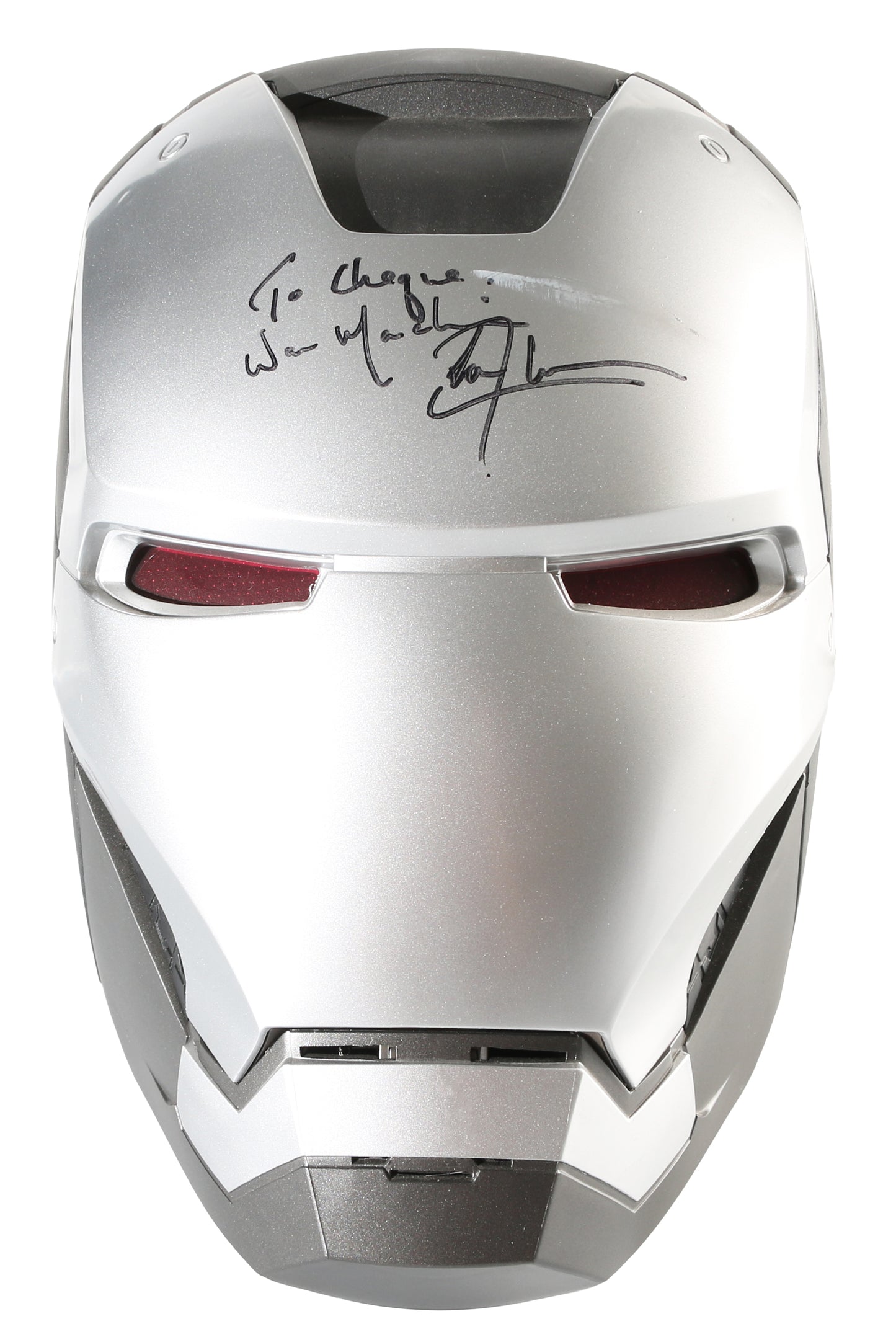 
                  
                    Don Cheadle as War Machine in Iron Man 2 (Beckett Witnessed) Signed Prop Replica Hasbro Legends Series Electronic Helmet
                  
                