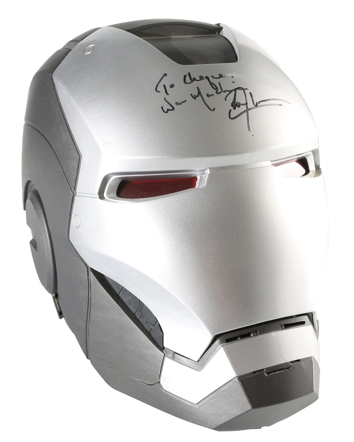 
                  
                    Don Cheadle as War Machine in Iron Man 2 (Beckett Witnessed) Signed Prop Replica Hasbro Legends Series Electronic Helmet
                  
                
