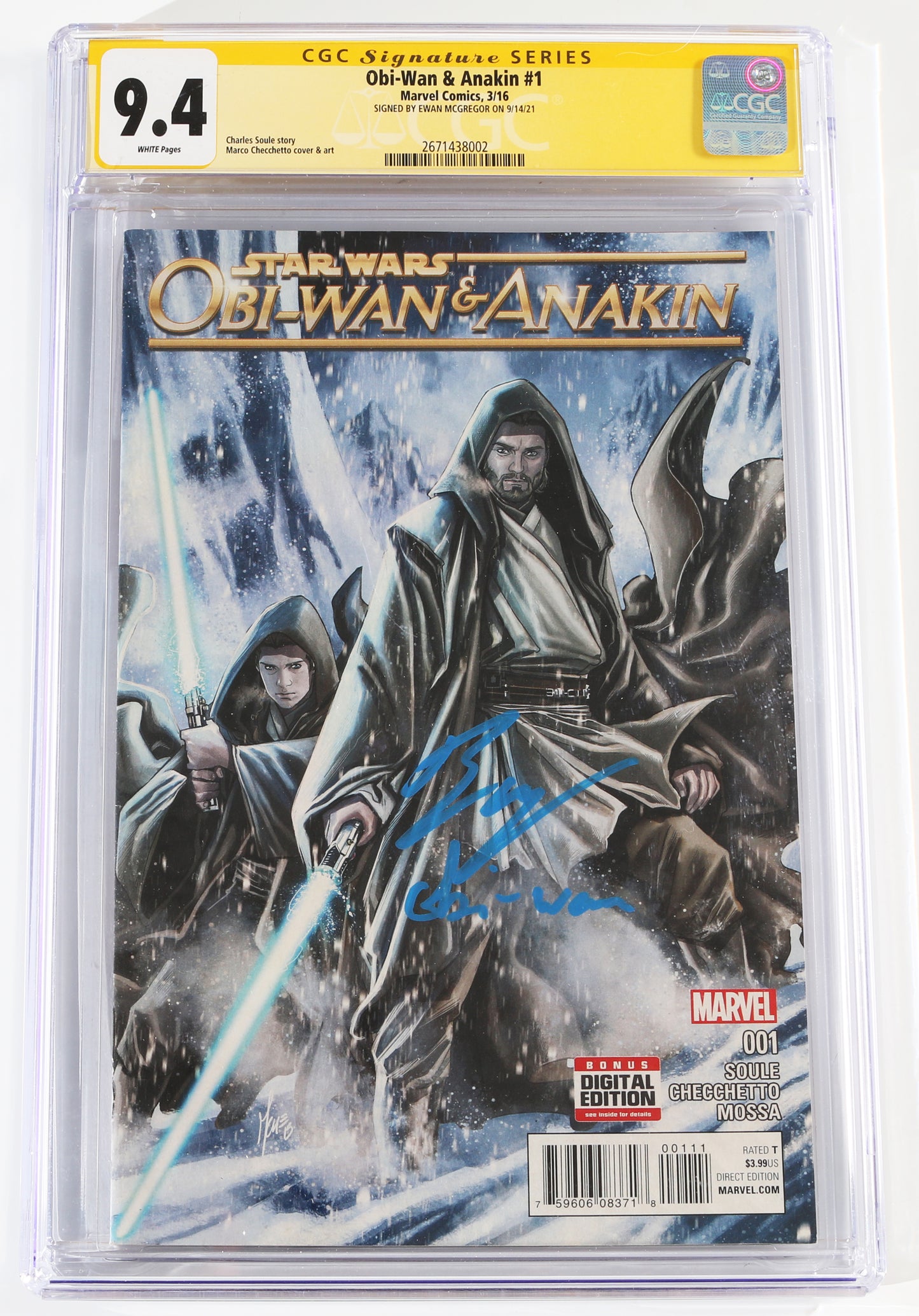 
                  
                    Obi-Wan & Anakin #1 - Signed by Ewan McGregor as Obi-Wan Kenobi with Character Name (CGC Signature Series 9.4) 2016
                  
                