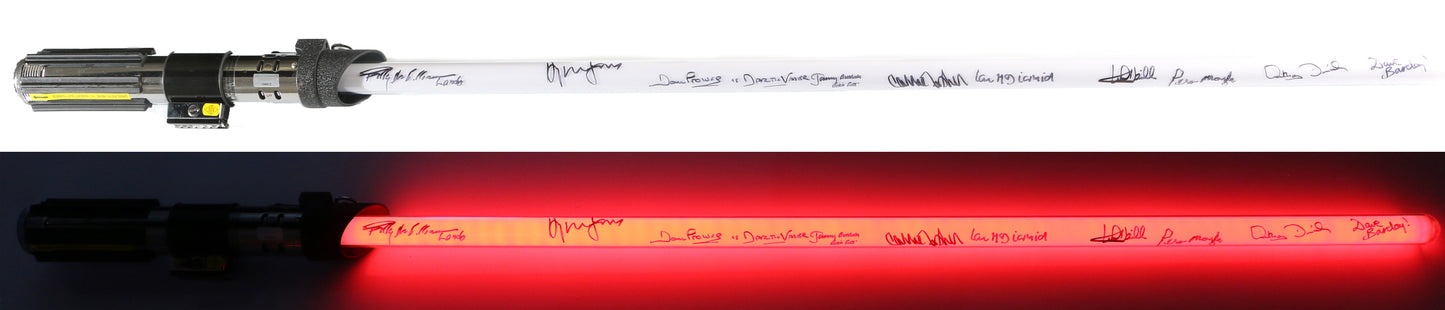 
                  
                    Darth Vader from Star Wars Prop Replica Hasbro Force FX Lightsaber (Celebrity Authentics) Cast Signed by Harrison Ford, Carrie Fisher, Mark Hamill, Dave Prowse, Peter Mayhew, Anthony Daniels, Ian McDiarmid, Billy Dee Williams, & Dave Barclay
                  
                