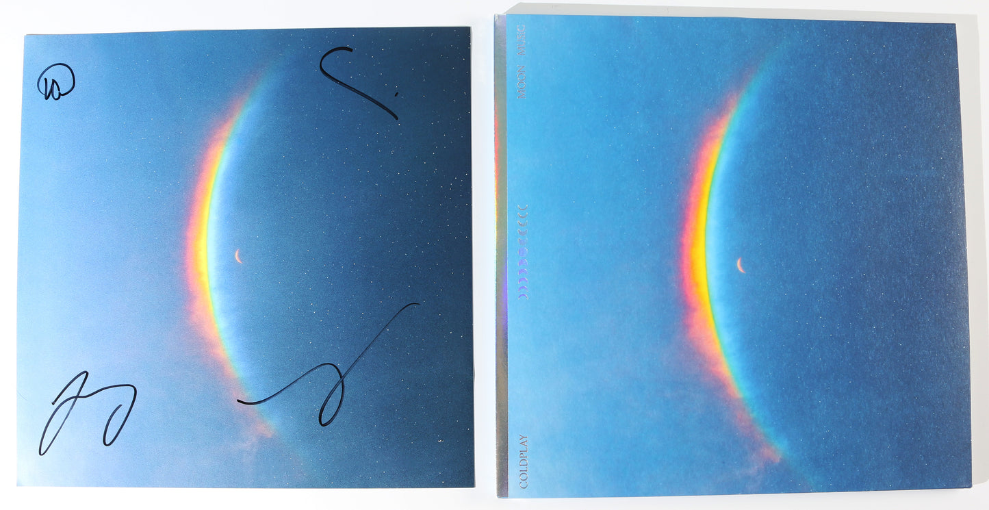 
                  
                    Coldplay: Moon Music LP 12" Vinyl Record Insert Band Signed by Jonny Buckland, Will Champion, Guy Berryman, & Chris Martin
                  
                