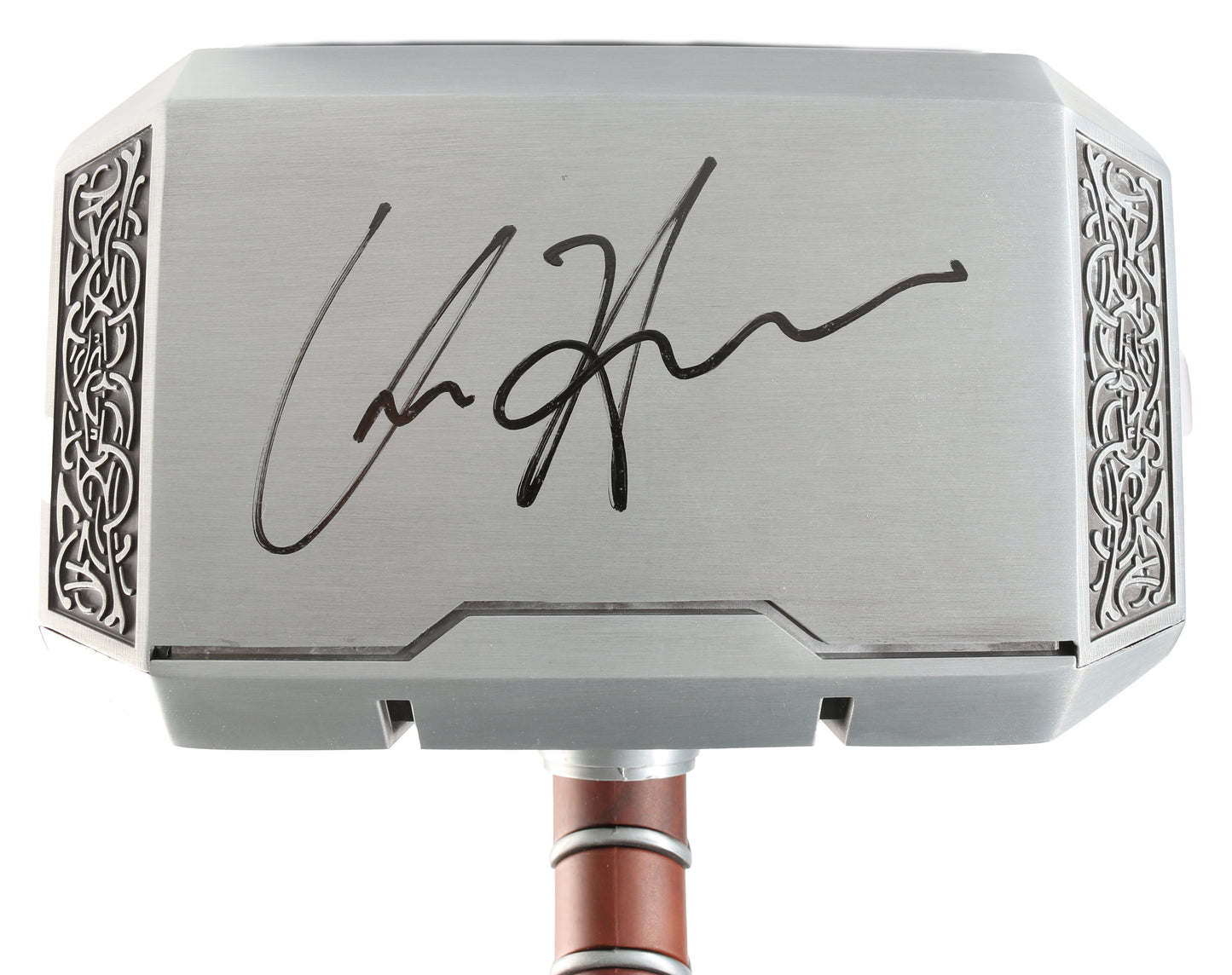 
                  
                    Thor Mjolnir Heavy Metal & Leather Prop Replica Hammer Signed by Chris Hemsworth
                  
                