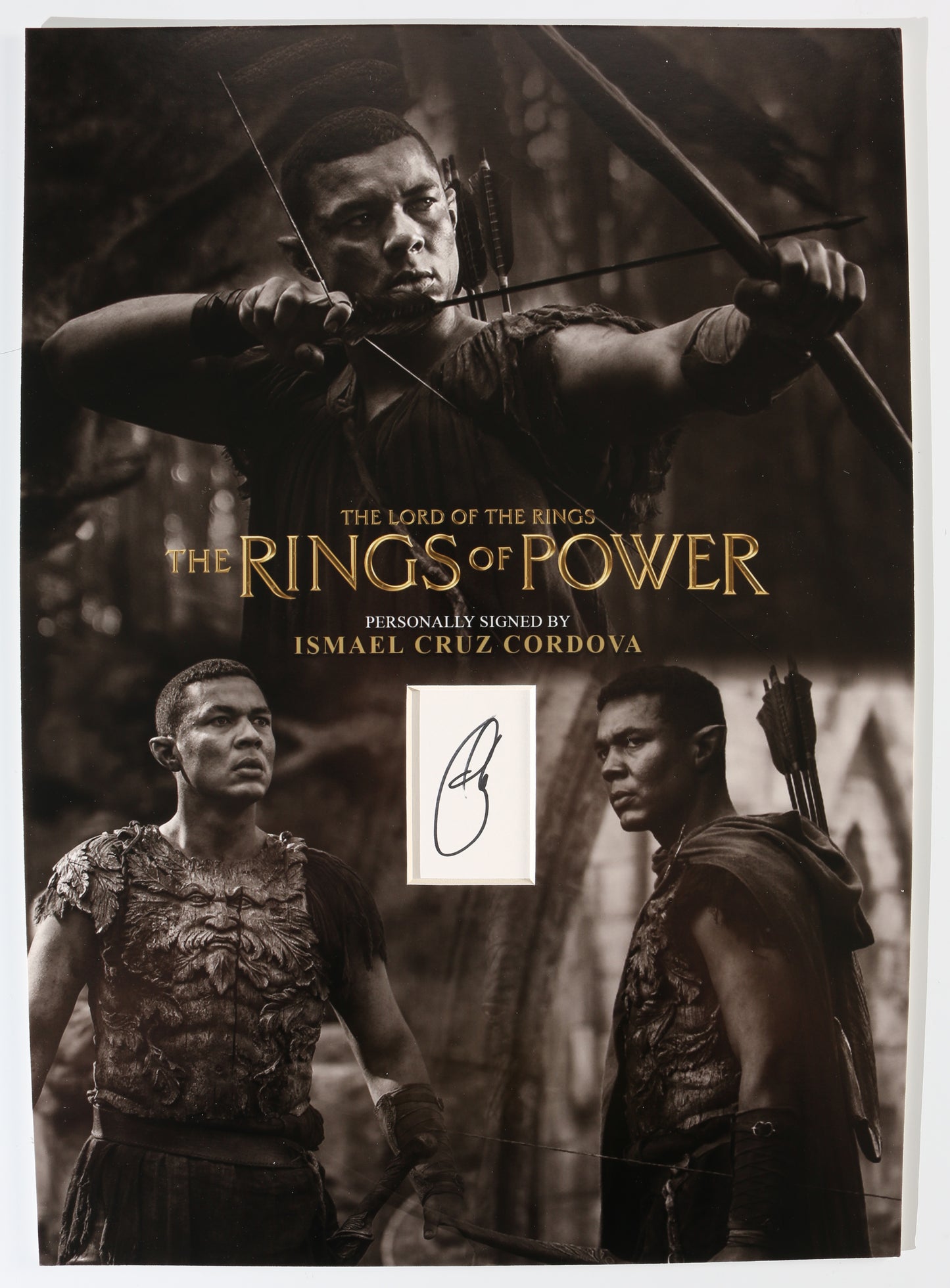 
                  
                    Ismael Cruz Córdova as Arondir in The Lord of the Rings: The Rings of Power (SWAU) Signed Matted Index Card Display
                  
                