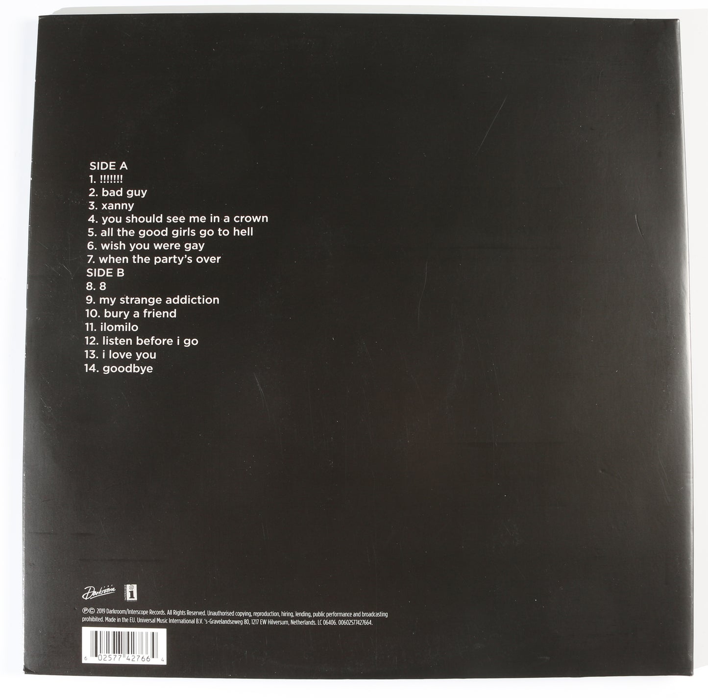 
                  
                    Billie Eilish: When We All Fall Asleep, Where Do We Go? Signed 12" Vinyl Record
                  
                