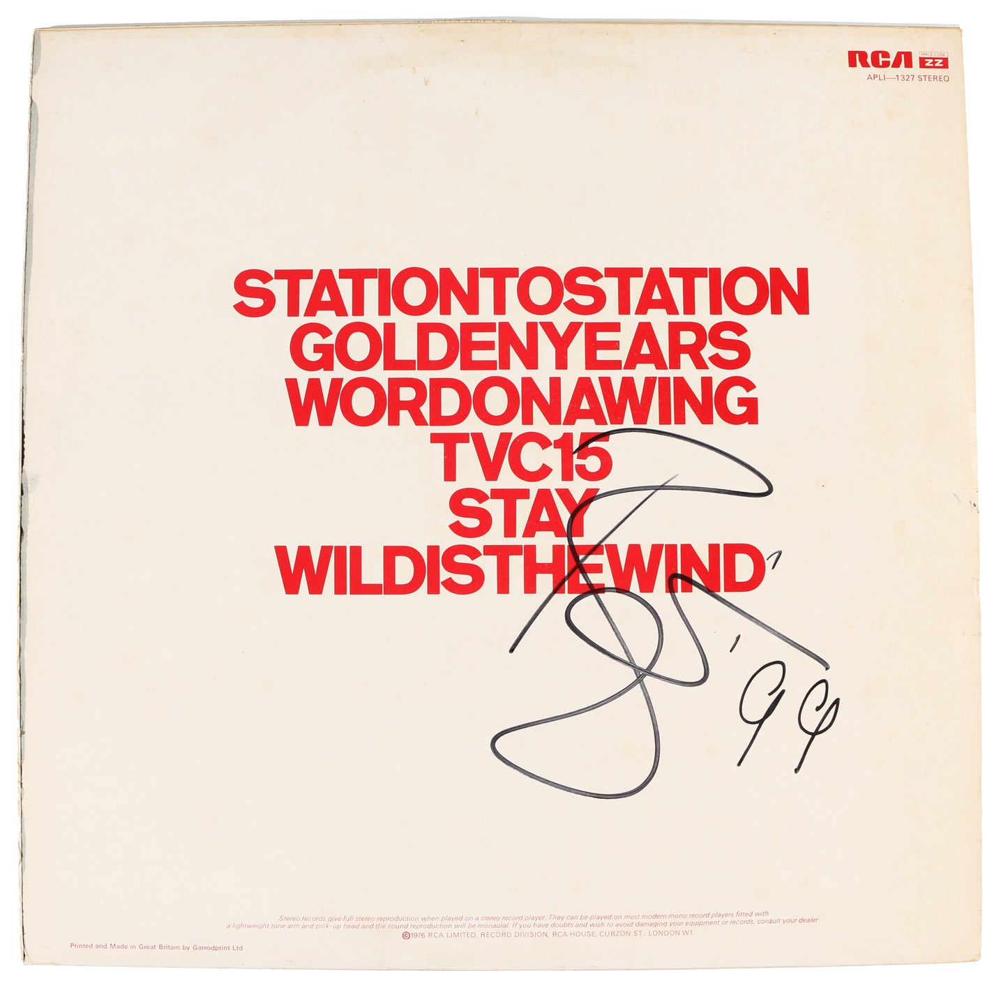 
                  
                    Station to Station 12" Vinyl Record Signed by David Bowie
                  
                