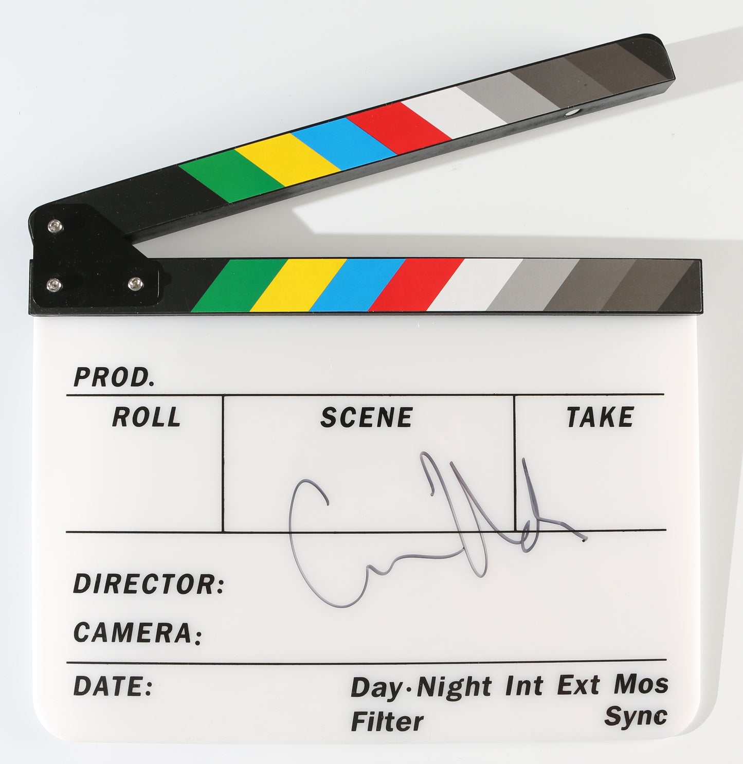 
                  
                    Christopher Nolan Director of The Dark Knight, Inception, The Odyssey, Interstellar, The Prestige, & Oppenheimer Signed Prop Replica Clapperboard
                  
                