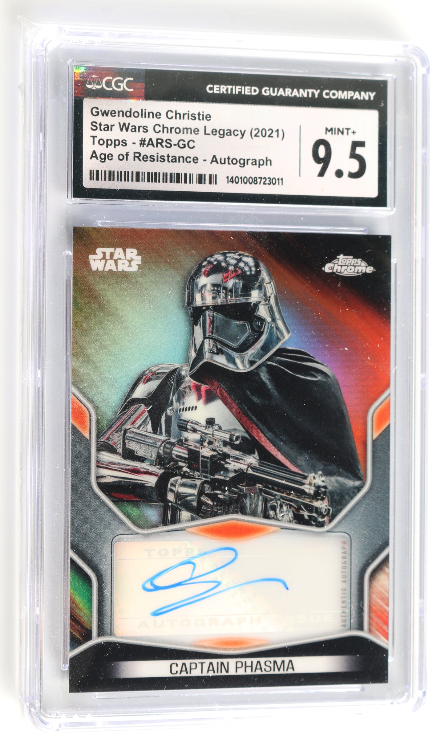 
                  
                    Gwendoline Christie as Captain Phasma in Star Wars: The Force Awakens (CGC Encapsulated) Signed Topps Trading Card
                  
                