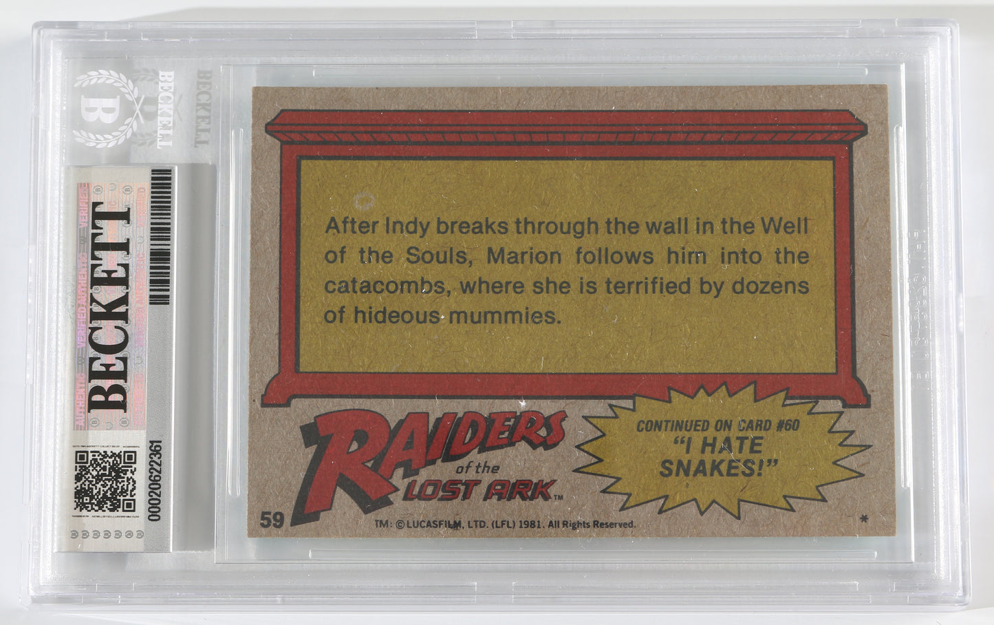 
                  
                    Alan Howarth Sound Designer of Indiana Jones: Raiders of the Lost Ark (Beckett Slabbed) Signed 1981 Topps Trading Card #59
                  
                