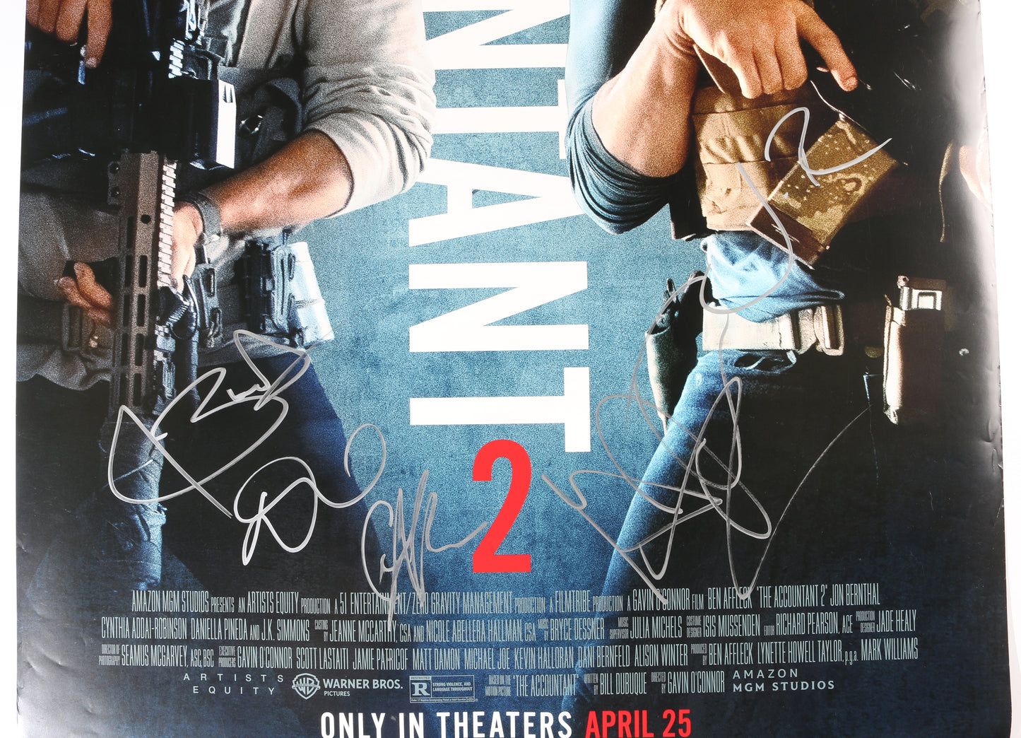 
                  
                    The Accountant 2 27x40 Poster Cast Signed by Ben Affleck, Jon Bernthal, Cynthia Addai-Robinson, Daniella Pineda, & Director: Gavin O'Connor
                  
                