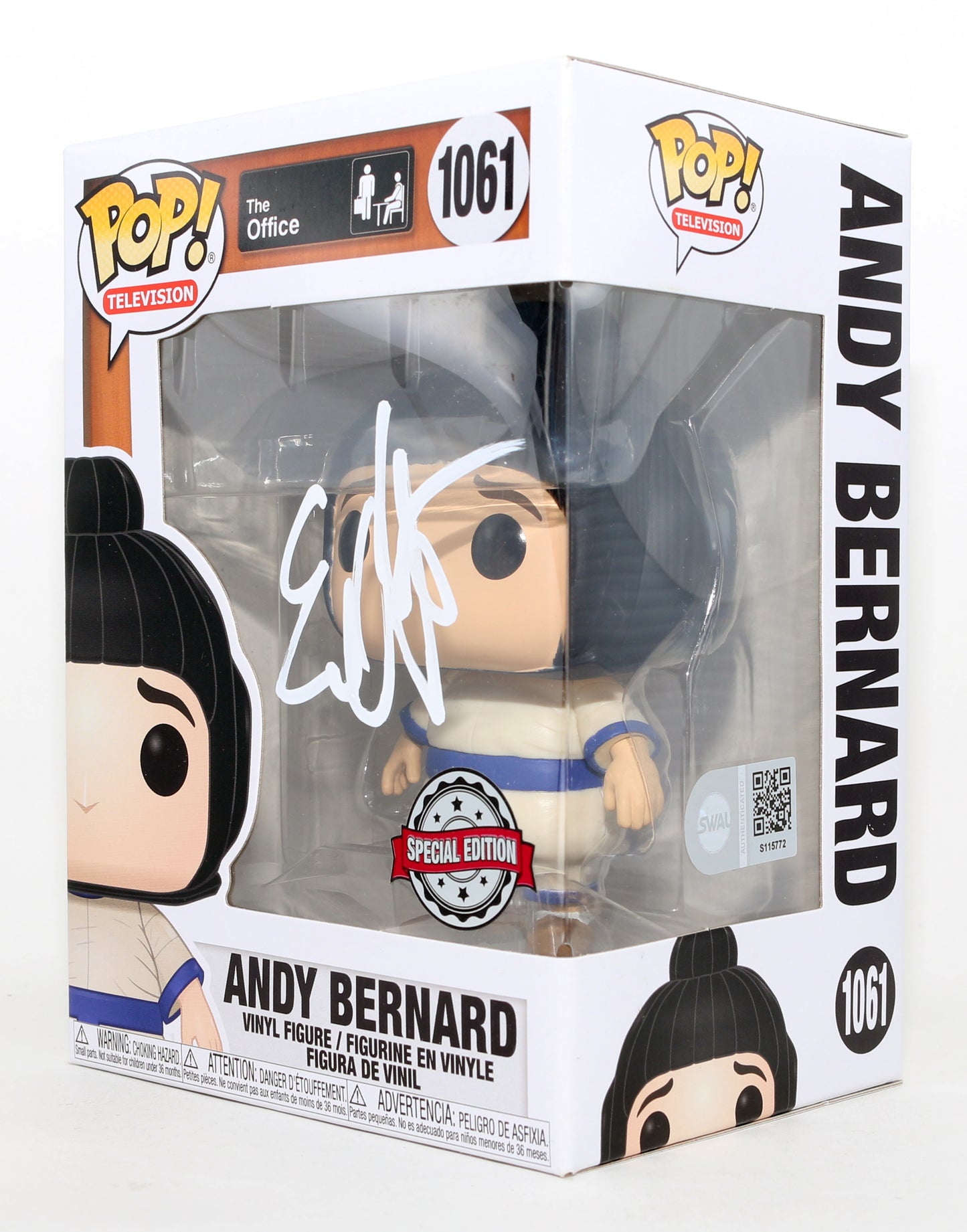 
                  
                    Ed Helms as Andy Bernard in The Office Special Edition (SWAU) Signed Funko POP! #1061
                  
                
