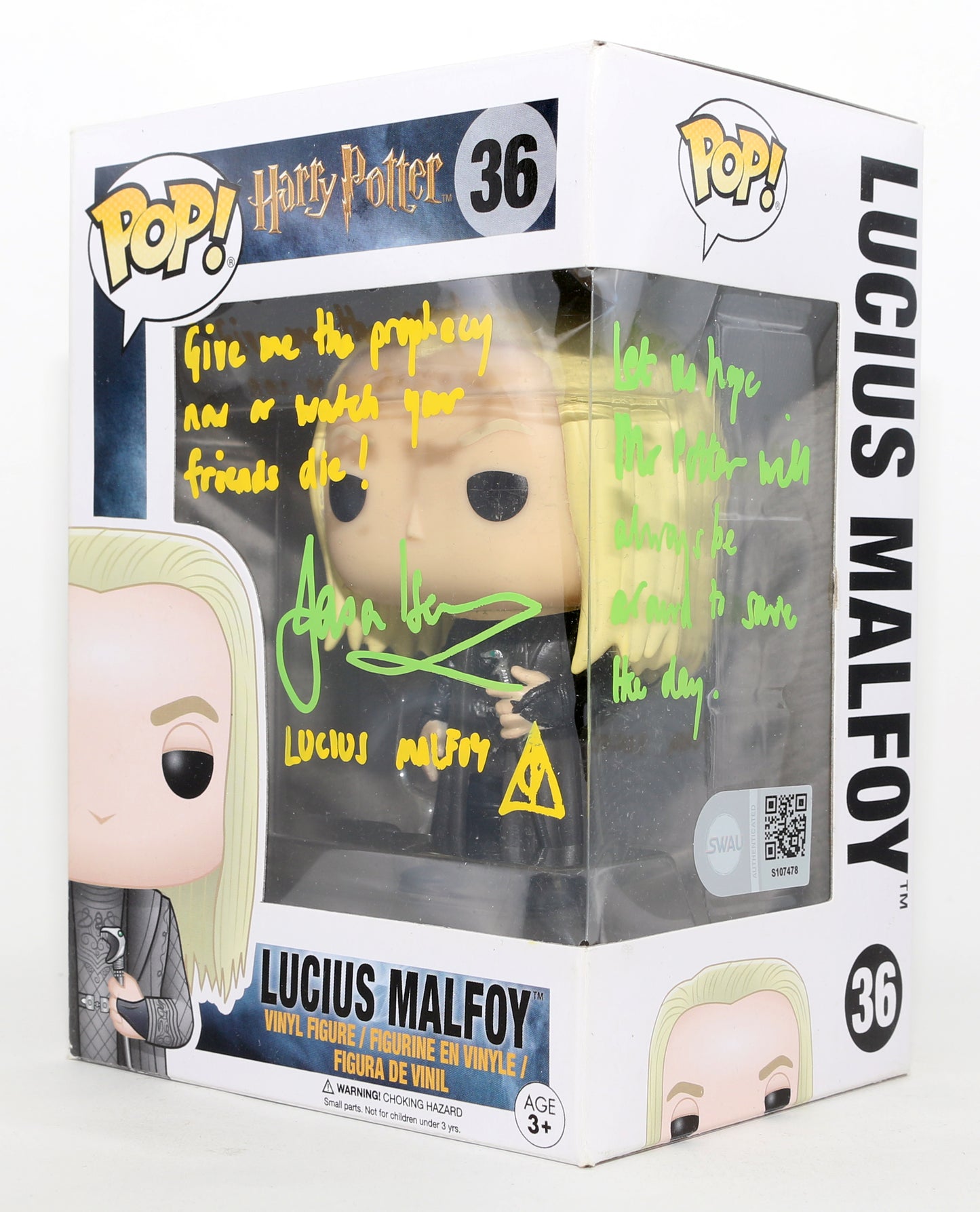 
                  
                    Jason Isaacs as Lucius Malfoy in Harry Potter (SWAU) Signed Funko POP! #36 with Character Name & Quotes
                  
                